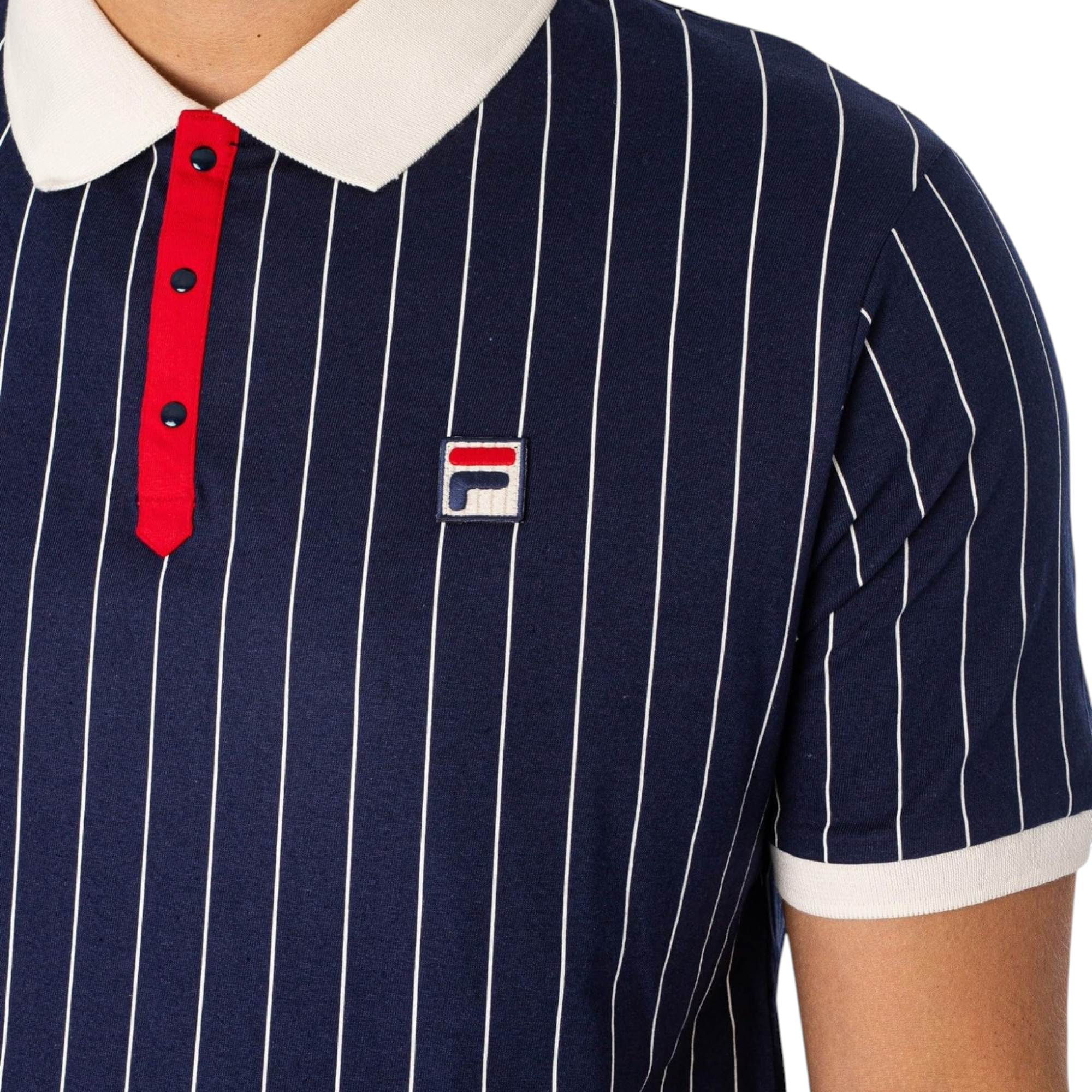 Fila Mens Polo Shirt Classic Striped Polo Short Sleeve Cotton Summer Polo