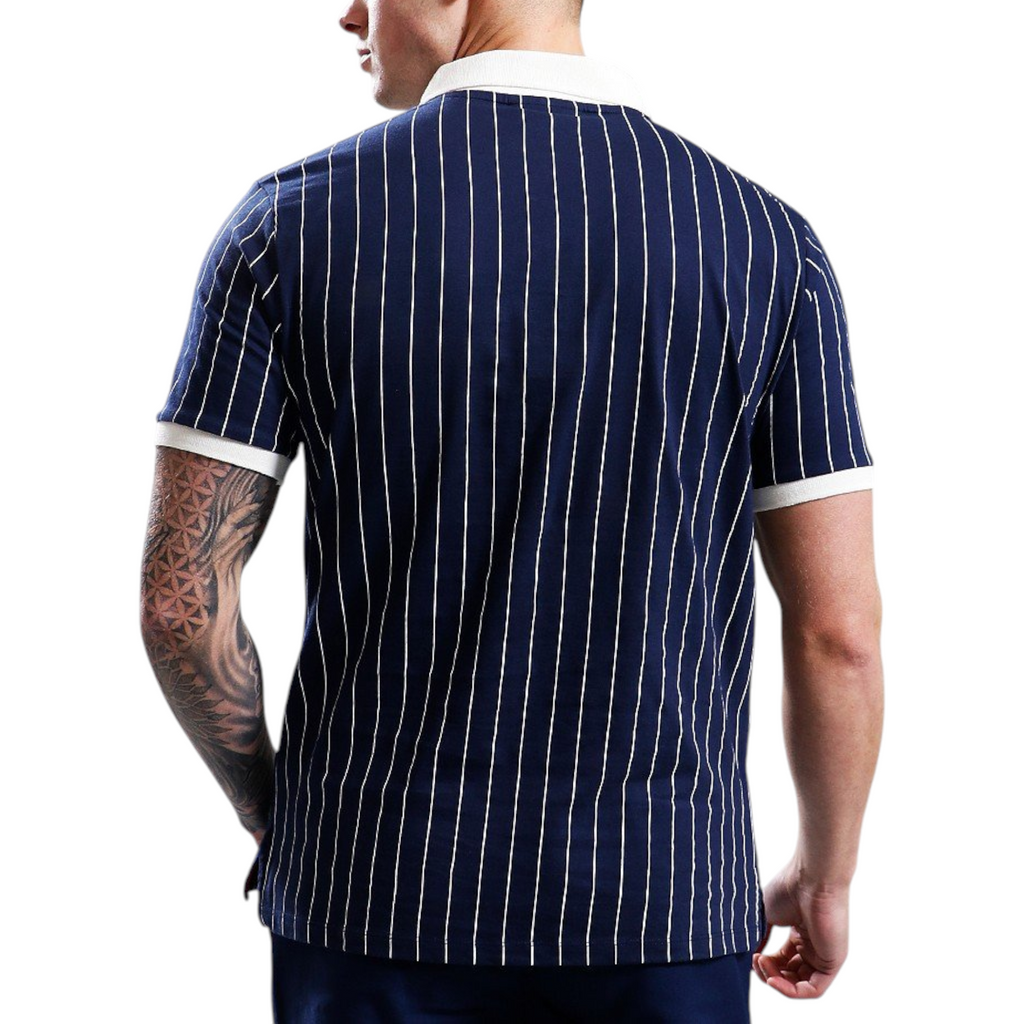Fila Mens Polo Shirt Classic Striped Polo Short Sleeve Cotton Summer Polo
