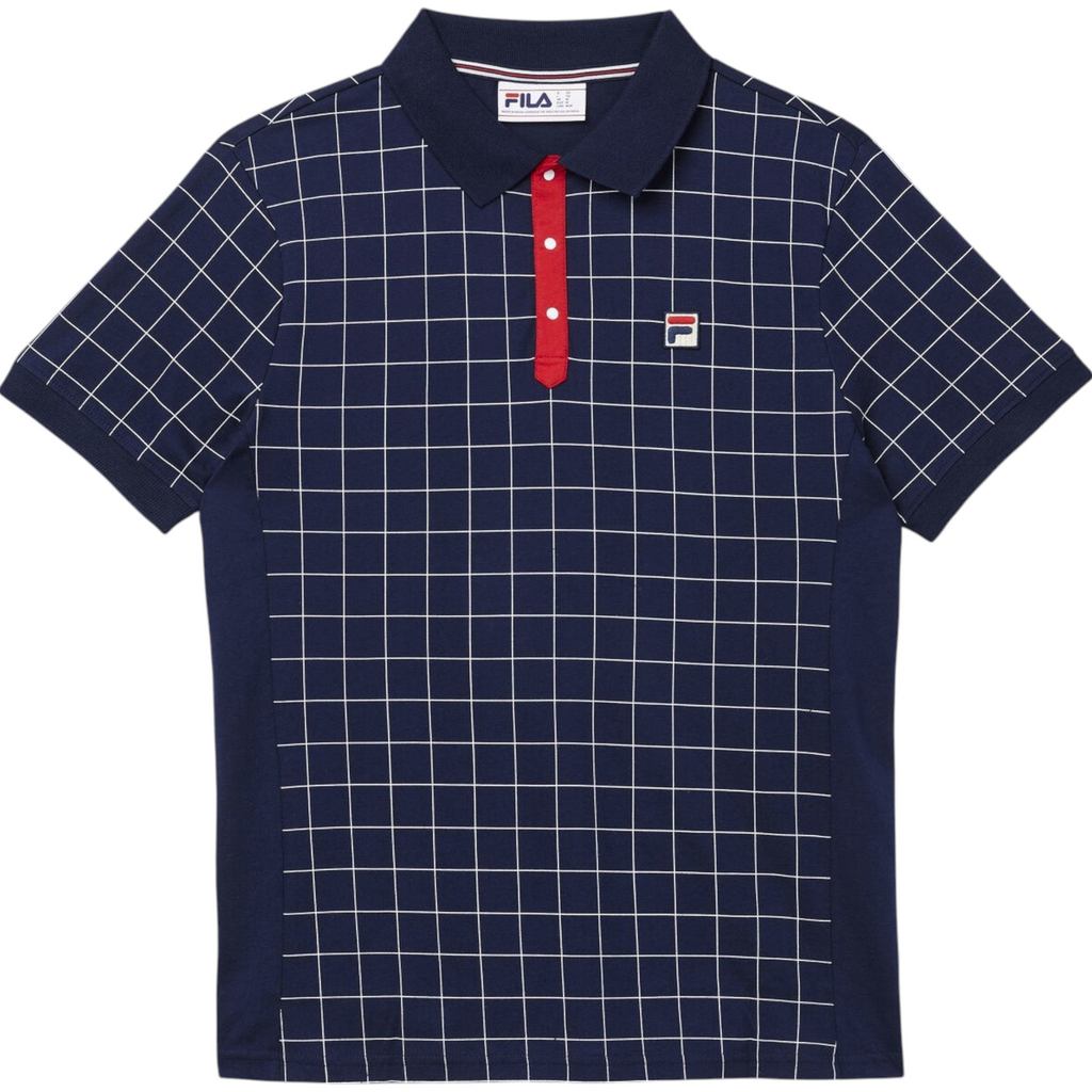 Fila Mens Polo Shirt Vintage Check Short Sleeve Summer Polo Cotton