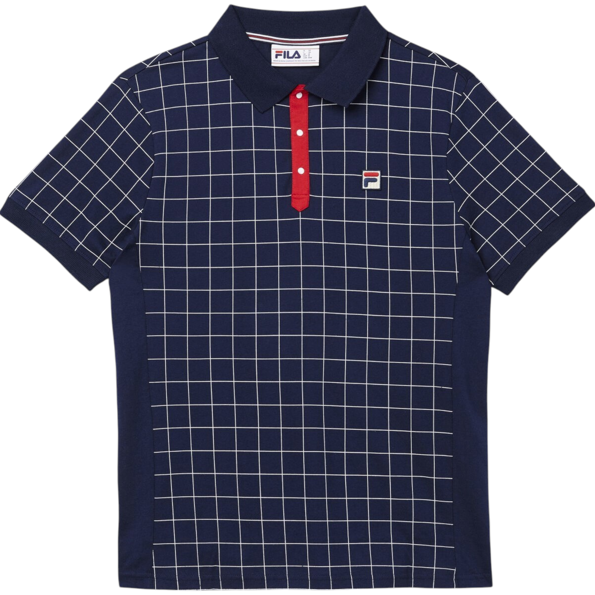 Fila Mens Polo Shirt Vintage Check Short Sleeve Summer Polo Cotton