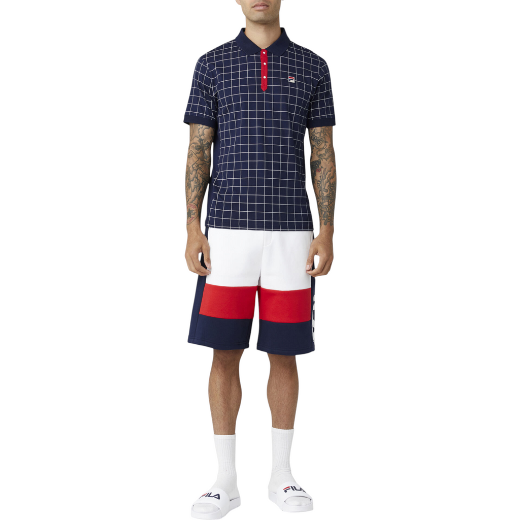 Fila Mens Polo Shirt Vintage Check Short Sleeve Summer Polo Cotton