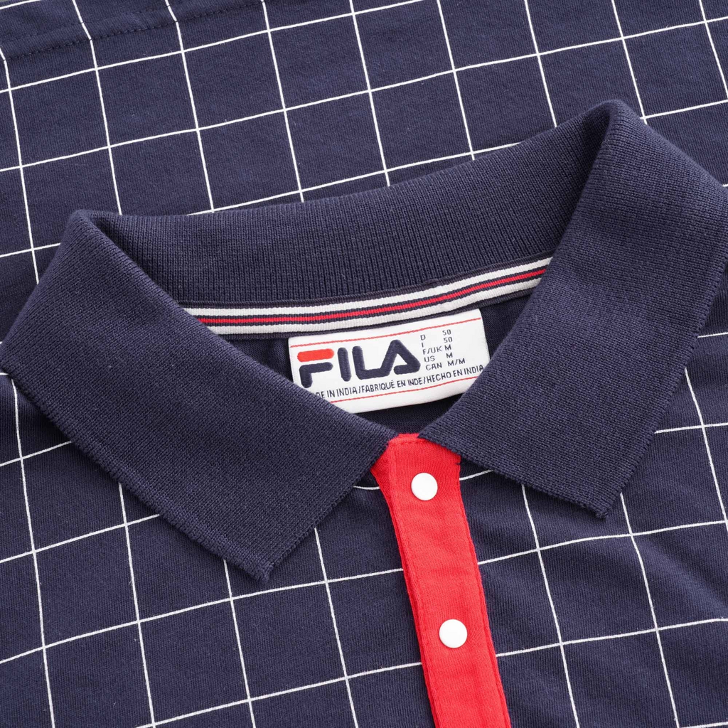 Fila Mens Polo Shirt Vintage Check Short Sleeve Summer Polo Cotton