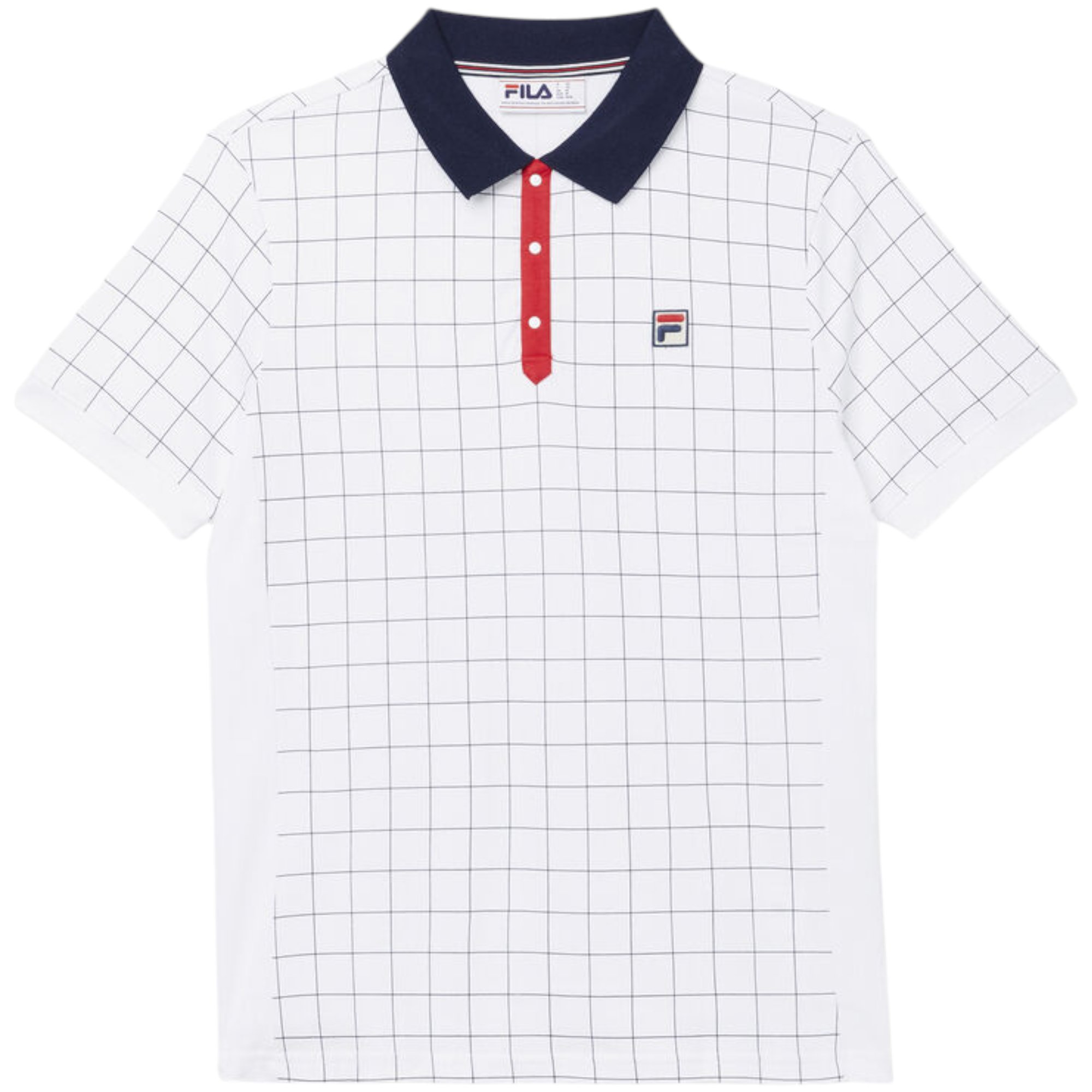 Fila Mens Polo Shirt Vintage Check Short Sleeve Summer Polo Cotton