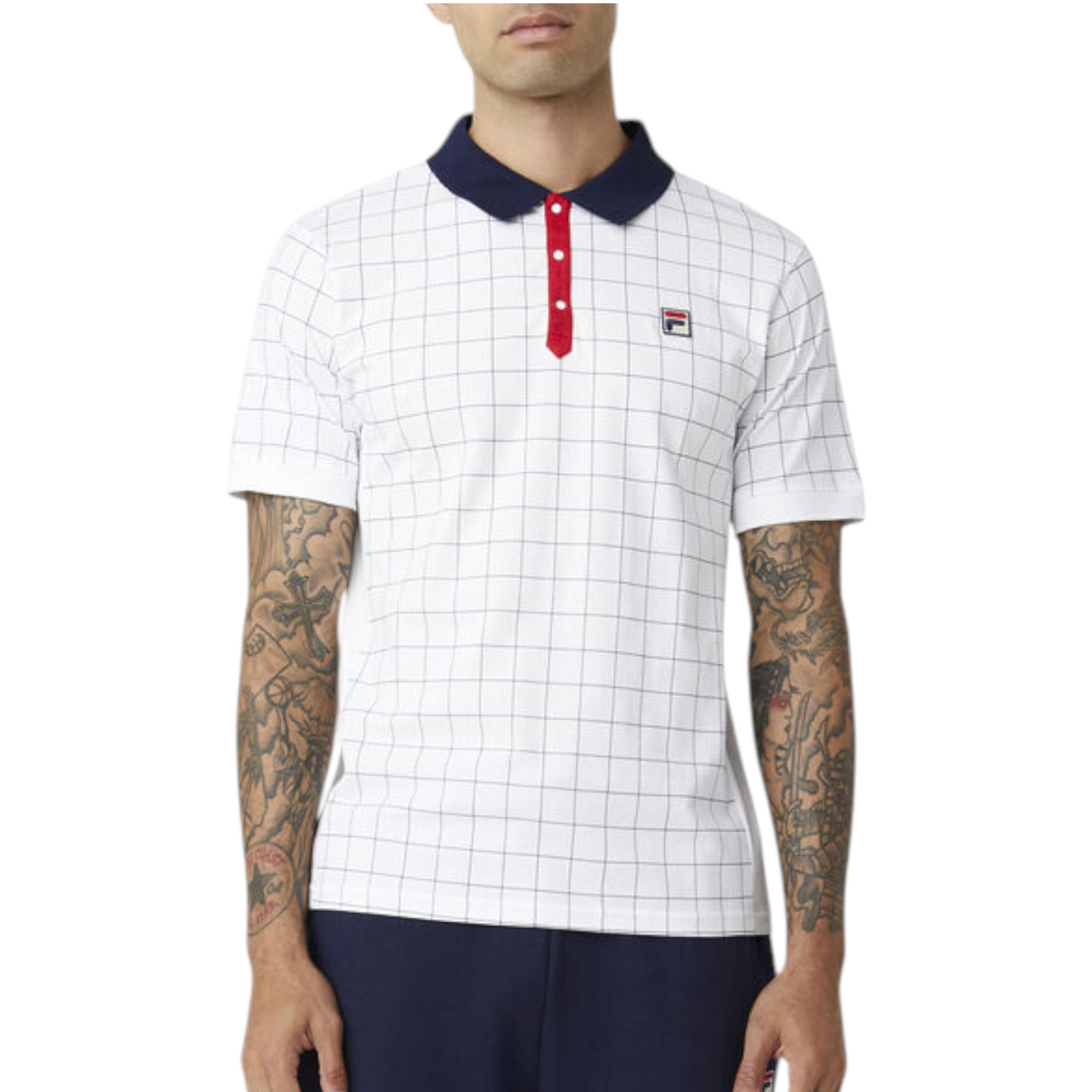 Fila Mens Polo Shirt Vintage Check Short Sleeve Summer Polo Cotton