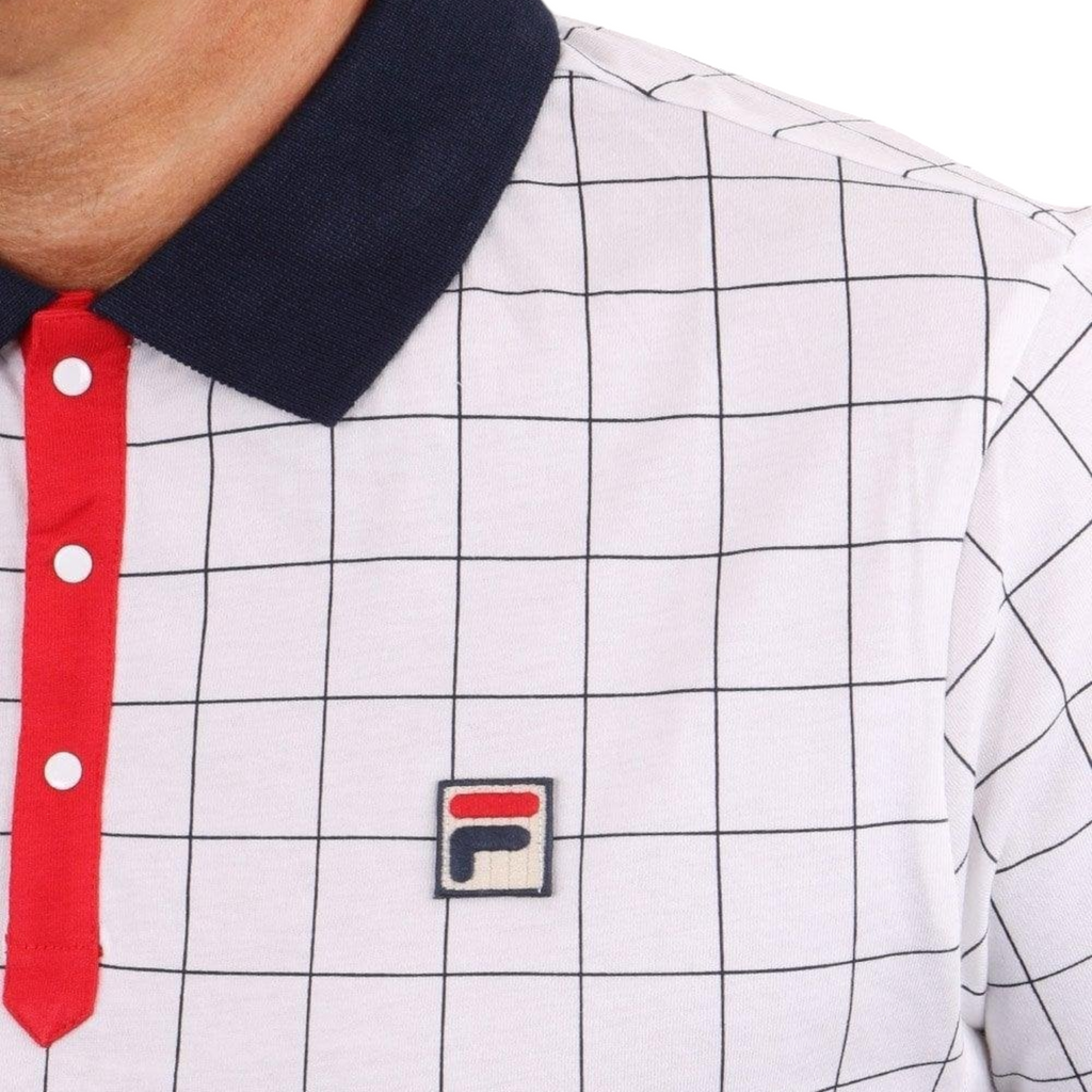 Fila Mens Polo Shirt Vintage Check Short Sleeve Summer Polo Cotton