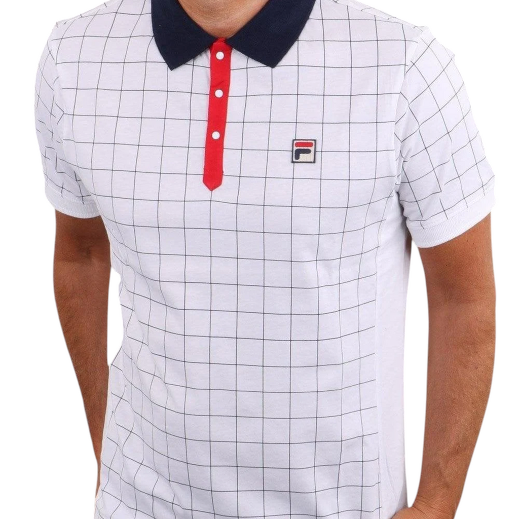 Fila Mens Polo Shirt Vintage Check Short Sleeve Summer Polo Cotton