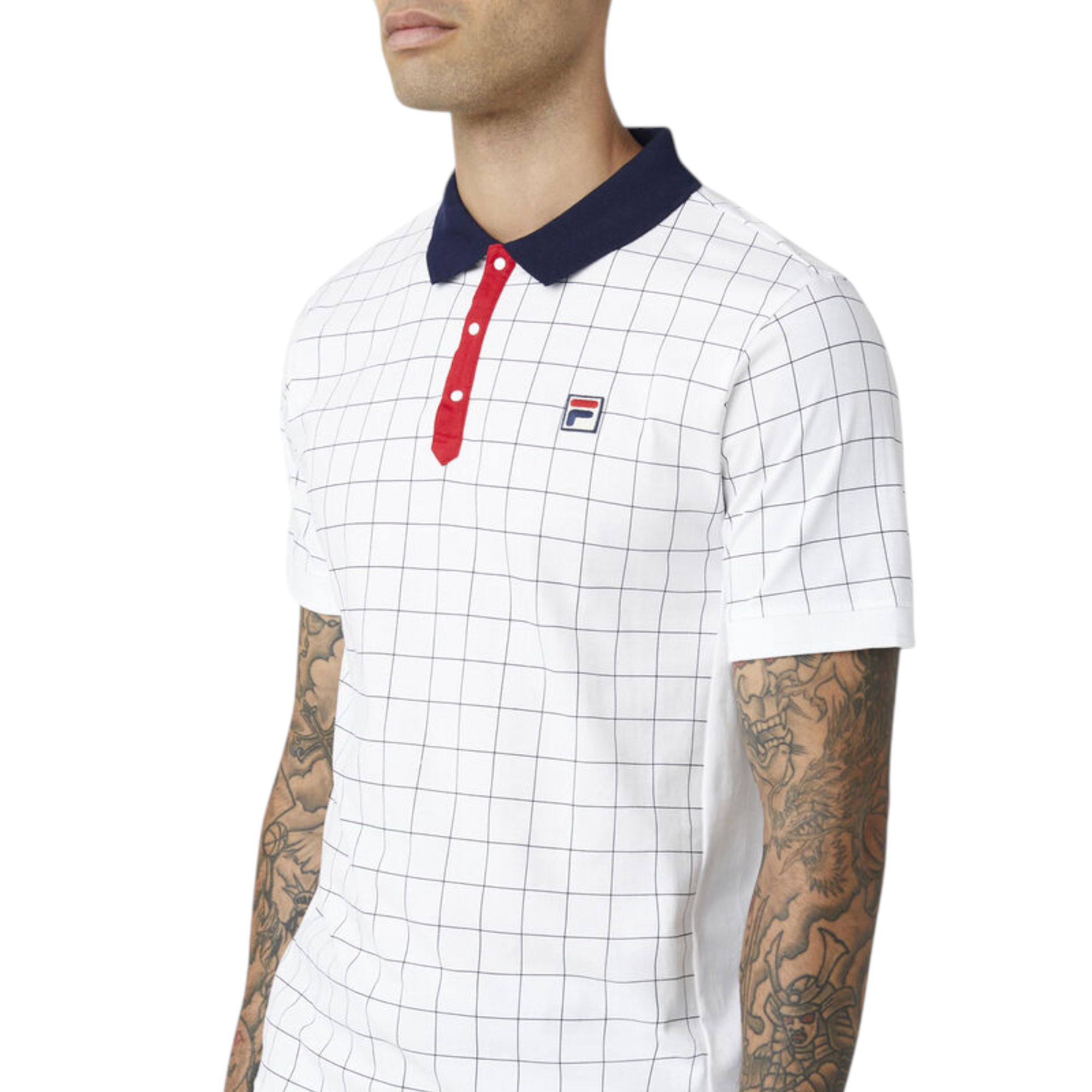 Fila Mens Polo Shirt Vintage Check Short Sleeve Summer Polo Cotton