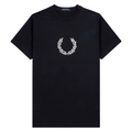 Fred Perry Mens T Shirt Textured Laurel Wreath Logo Crew Neck Short Sleeve Summer Tee