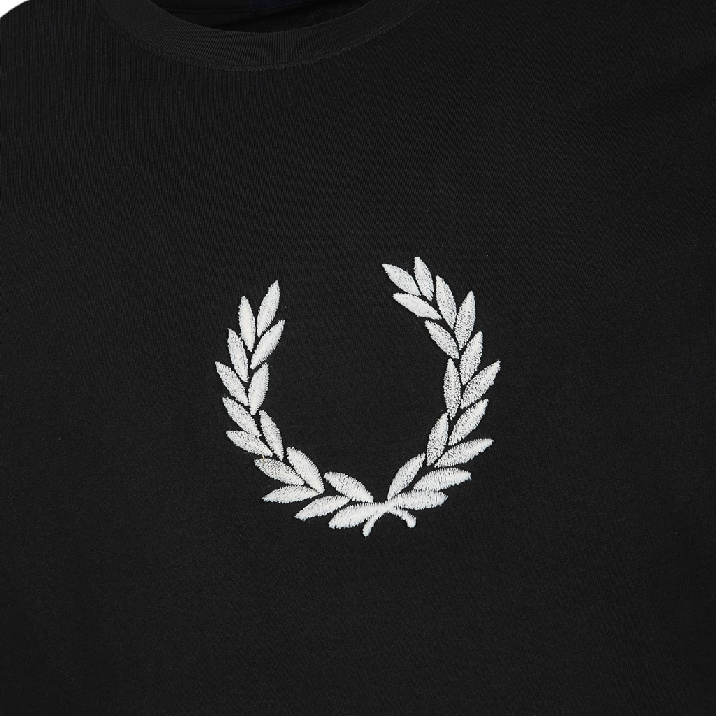 Fred Perry Mens T Shirt Textured Laurel Wreath Logo Crew Neck Short Sleeve Summer Tee