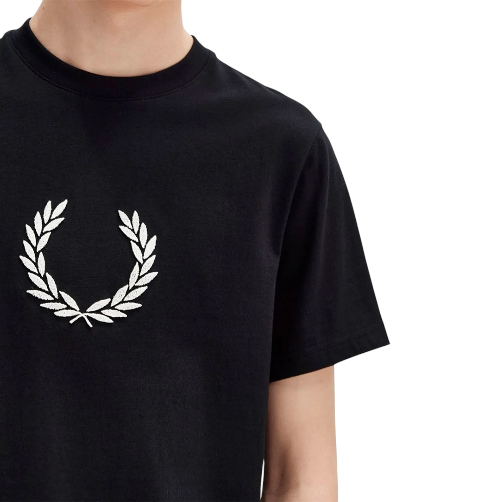 Fred Perry Mens T Shirt Textured Laurel Wreath Logo Crew Neck Short Sleeve Summer Tee