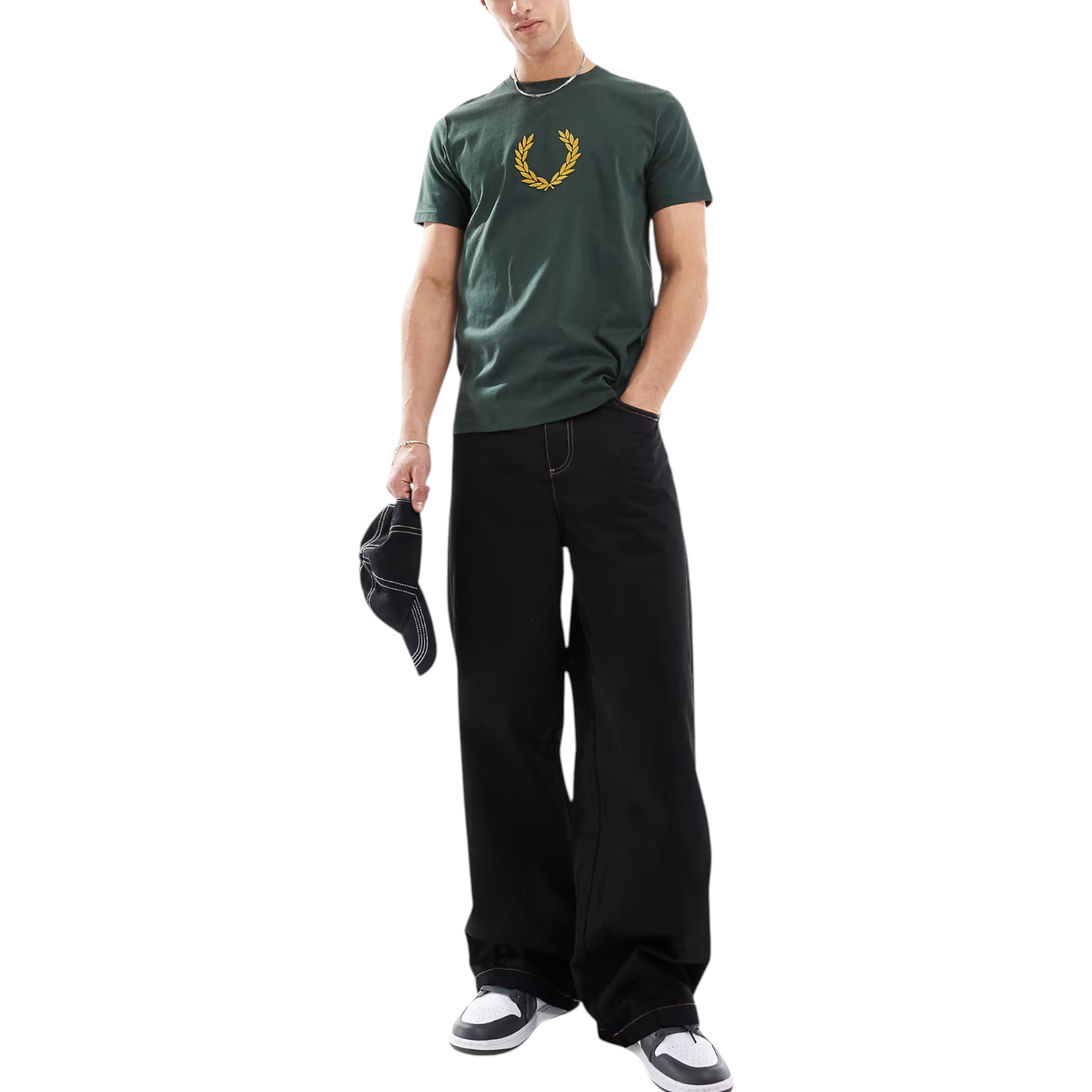 Fred Perry Mens T Shirt Textured Laurel Wreath Logo Crew Neck Short Sleeve Summer Tee