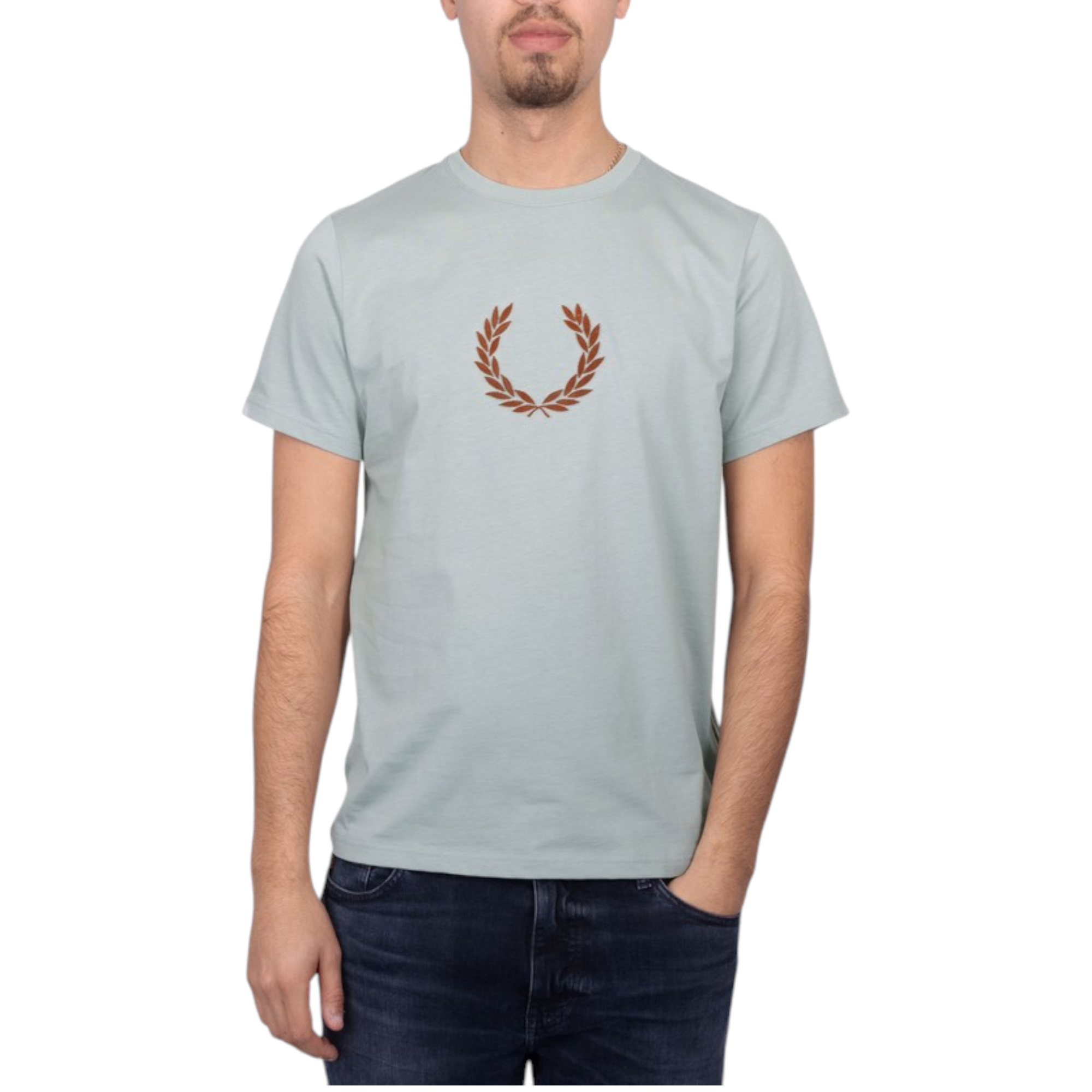 Fred Perry Mens T Shirt Textured Laurel Wreath Logo Crew Neck Short Sleeve Summer Tee