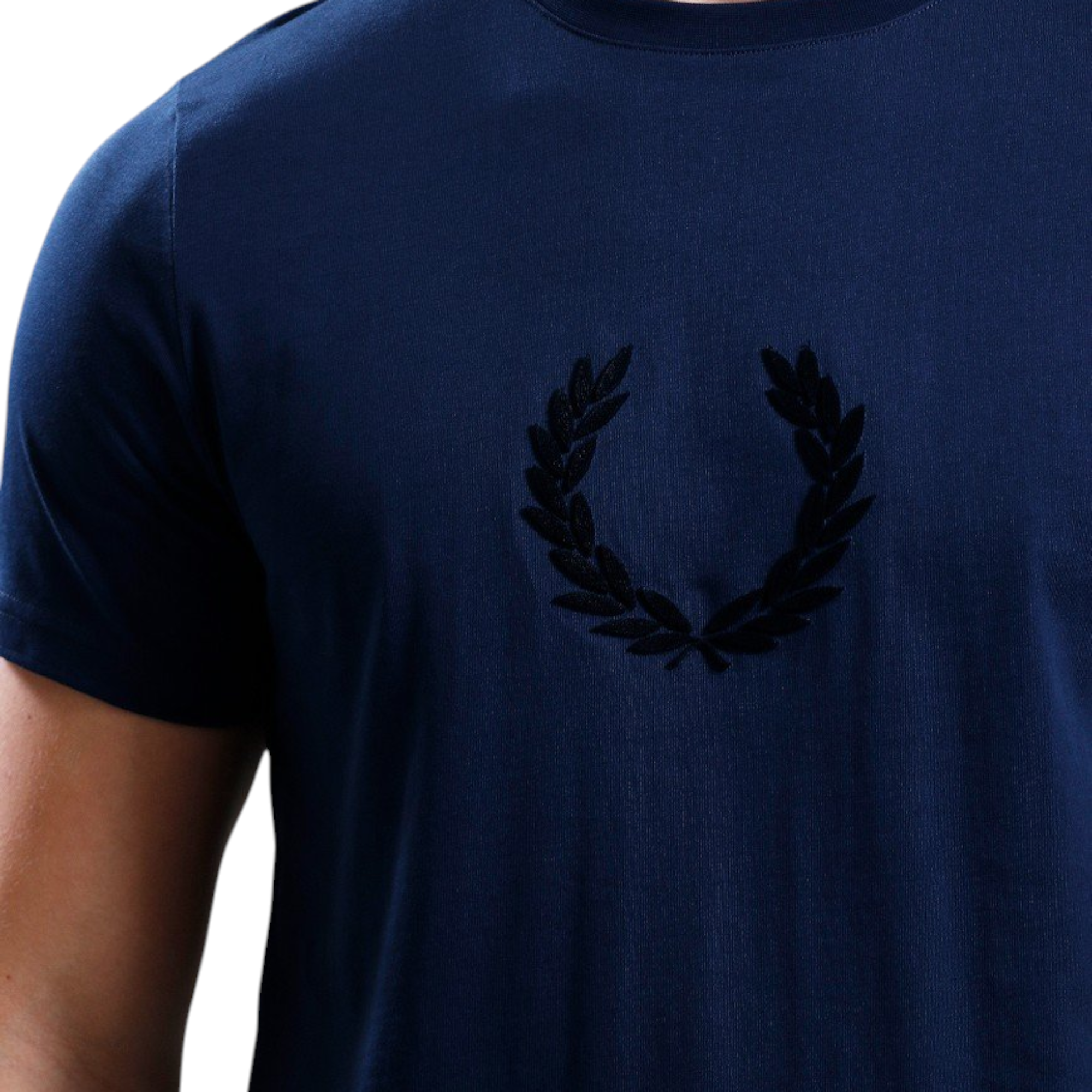 Fred Perry Mens T Shirt Textured Laurel Wreath Logo Crew Neck Short Sleeve Summer Tee