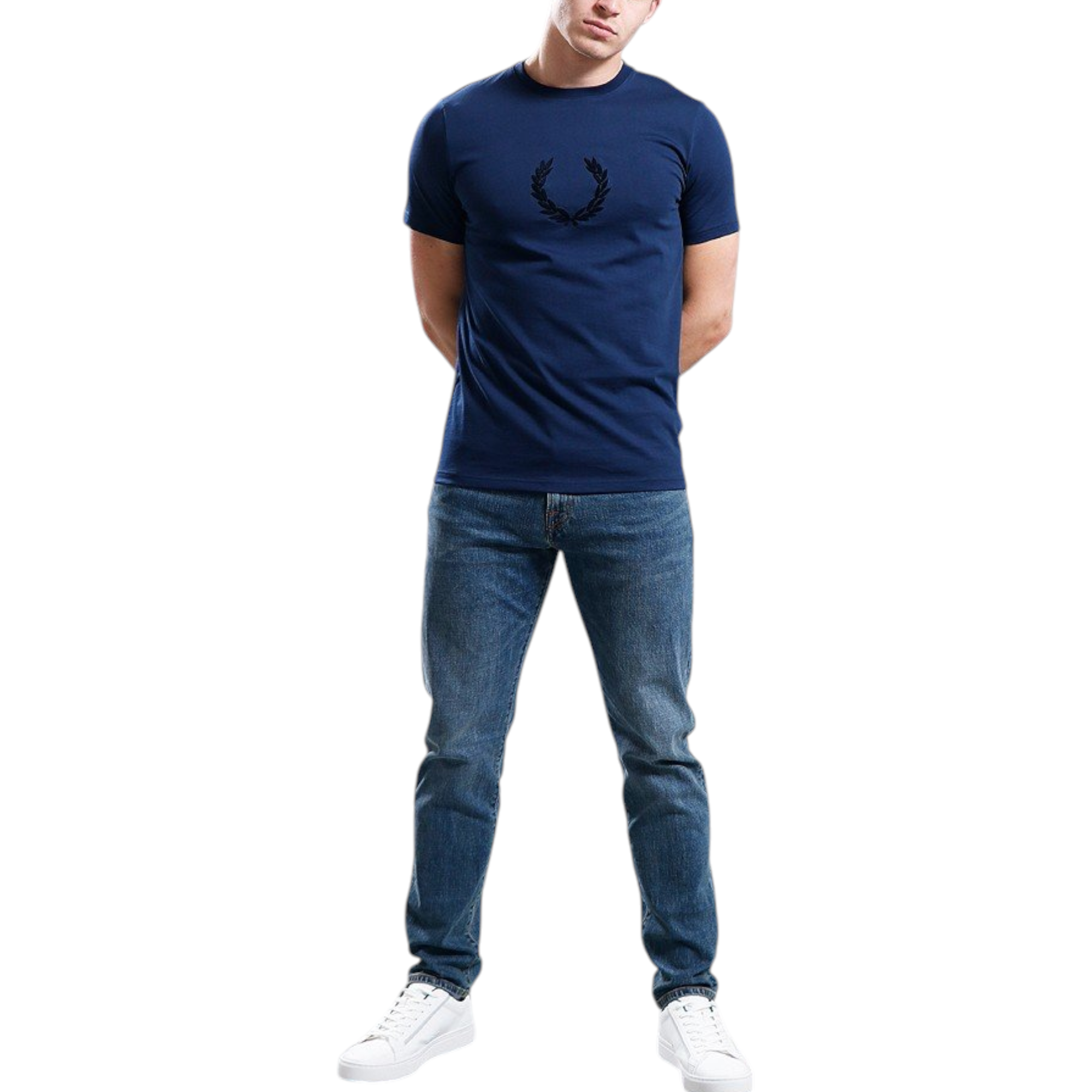 Fred Perry Mens T Shirt Textured Laurel Wreath Logo Crew Neck Short Sleeve Summer Tee