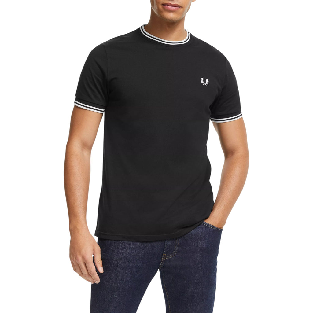 Fred Perry Twin Tipped Mens T Shirt Crew Neck Short Sleeve Summer Tee