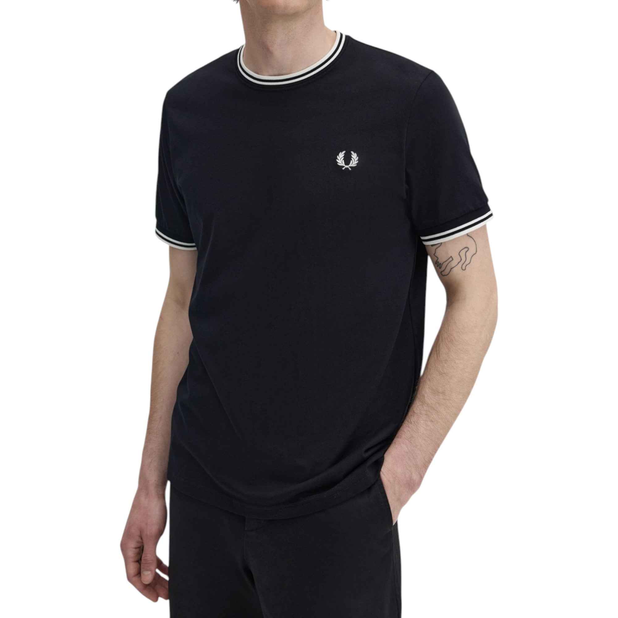 Fred Perry Twin Tipped Mens T Shirt Crew Neck Short Sleeve Summer Tee