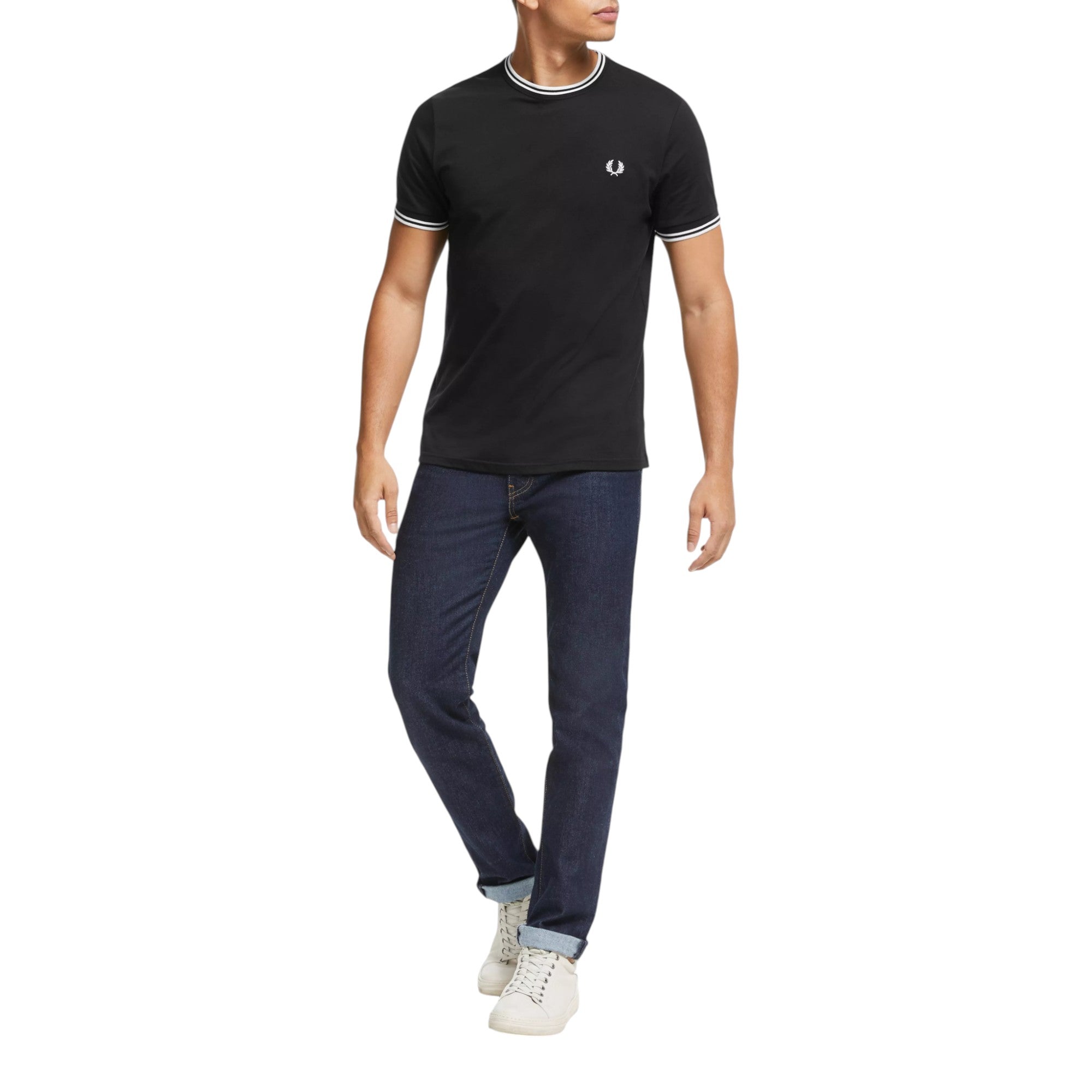 Fred Perry Twin Tipped Mens T Shirt Crew Neck Short Sleeve Summer Tee