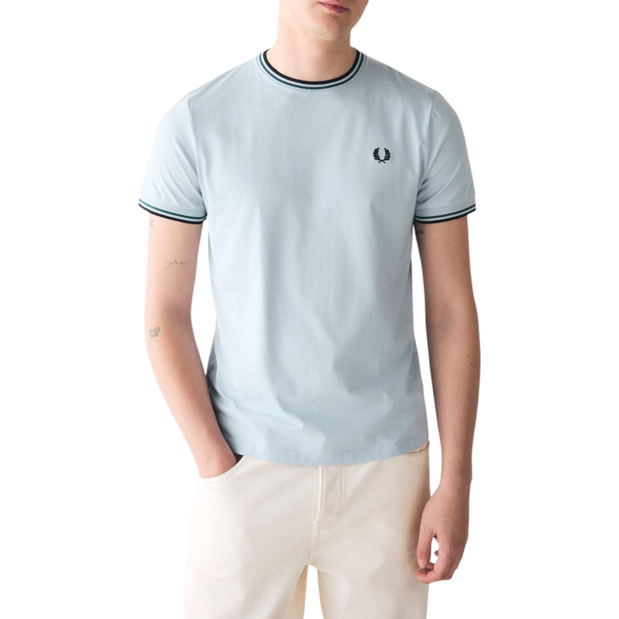 Fred Perry Twin Tipped Mens T Shirt Crew Neck Short Sleeve Summer Tee