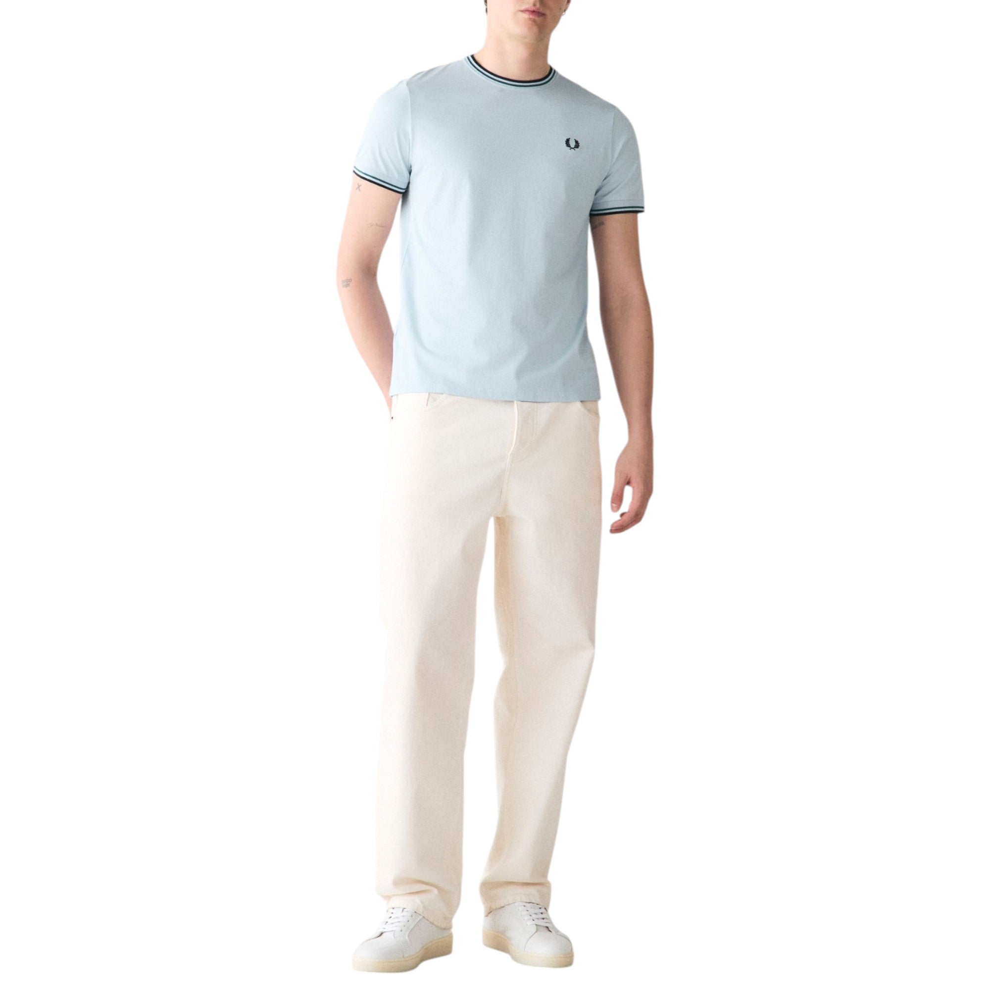Fred Perry Twin Tipped Mens T Shirt Crew Neck Short Sleeve Summer Tee