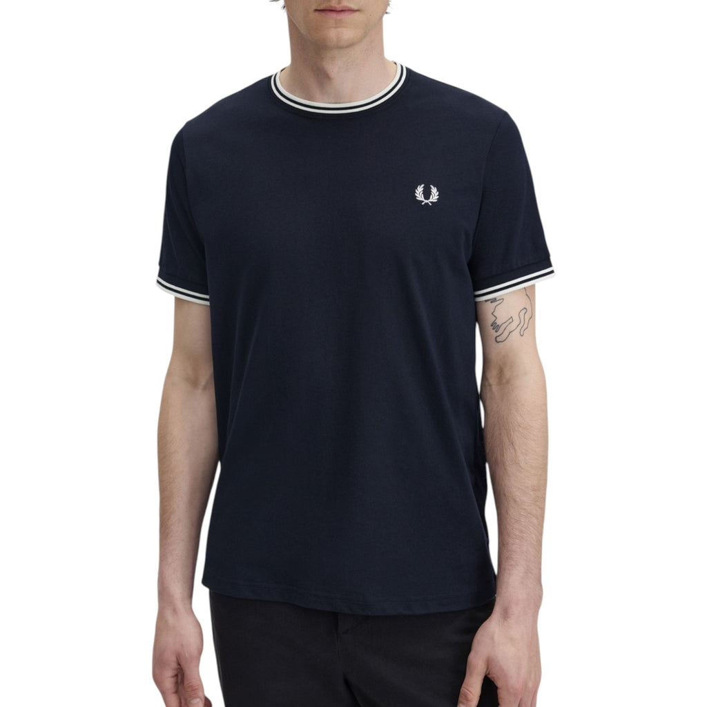 Fred Perry Twin Tipped Mens T Shirt Crew Neck Short Sleeve Summer Tee