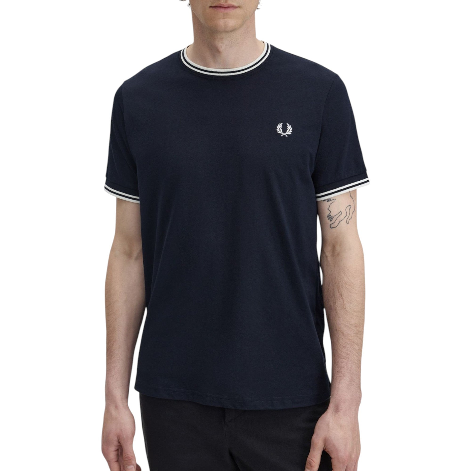 Fred Perry Twin Tipped Mens T Shirt Crew Neck Short Sleeve Summer Tee