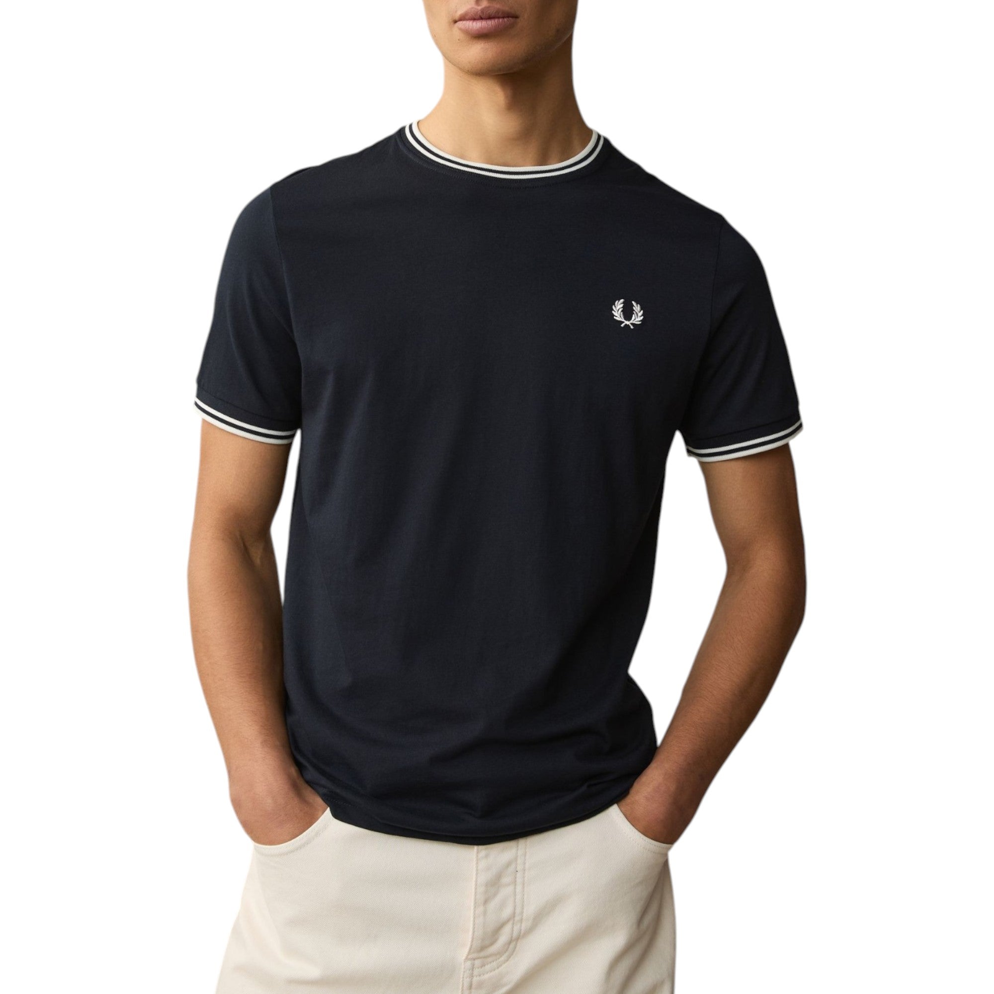 Fred Perry Twin Tipped Mens T Shirt Crew Neck Short Sleeve Summer Tee