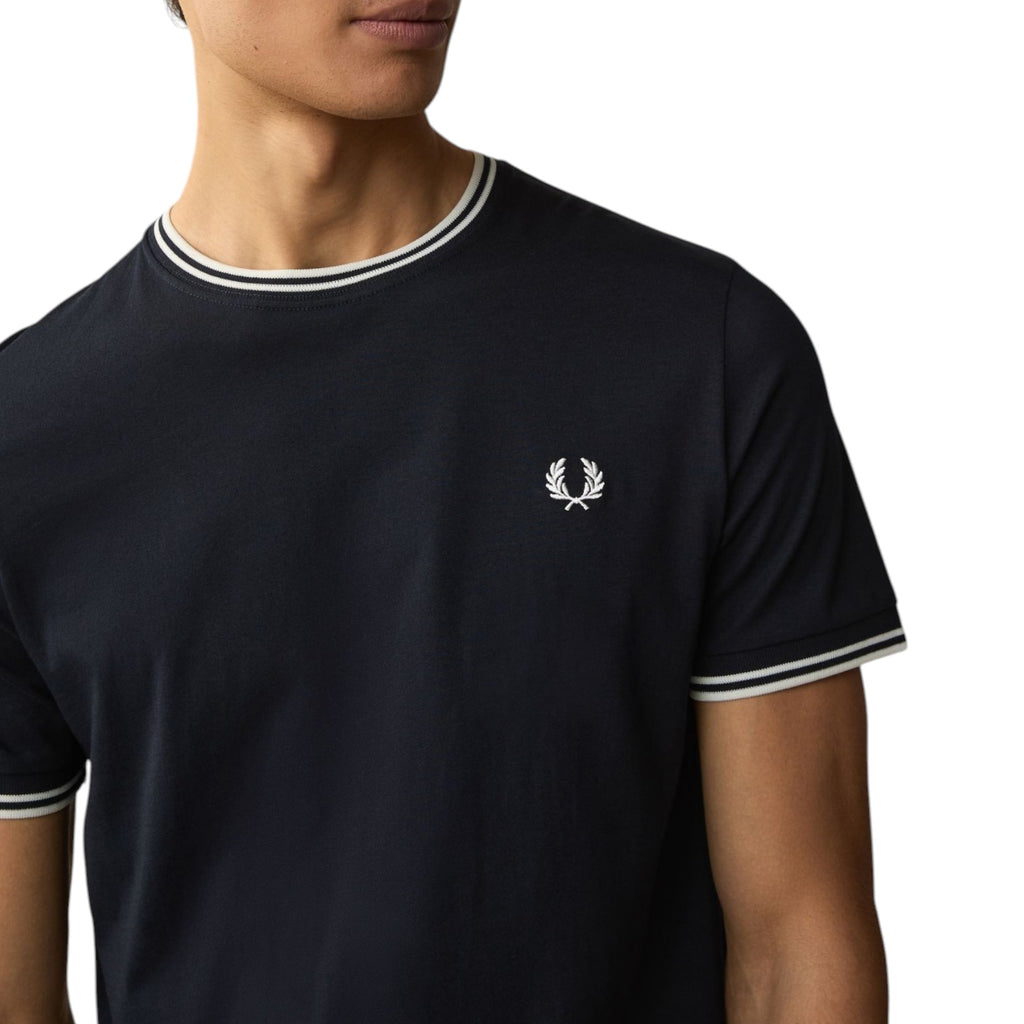 Fred Perry Twin Tipped Mens T Shirt Crew Neck Short Sleeve Summer Tee