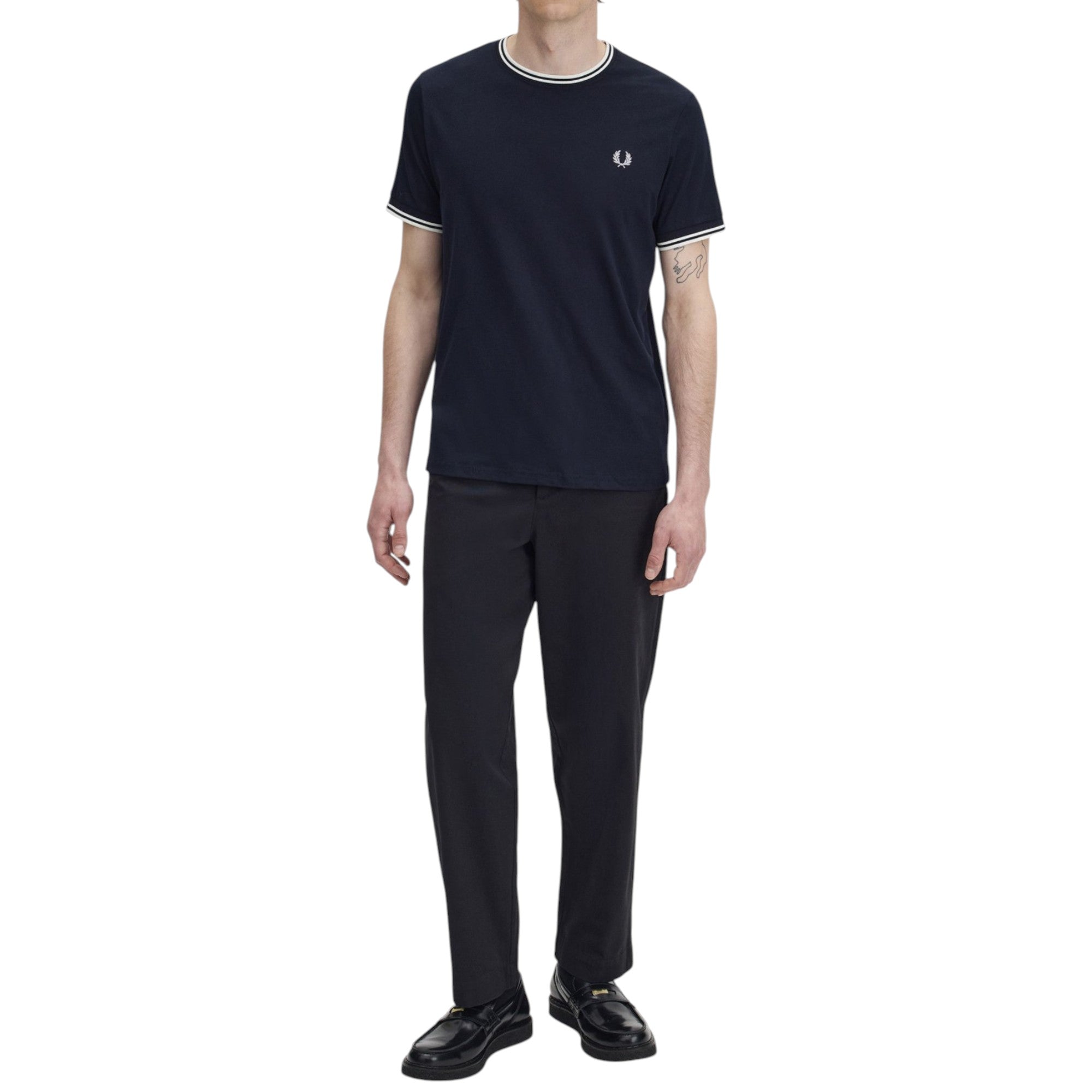 Fred Perry Twin Tipped Mens T Shirt Crew Neck Short Sleeve Summer Tee