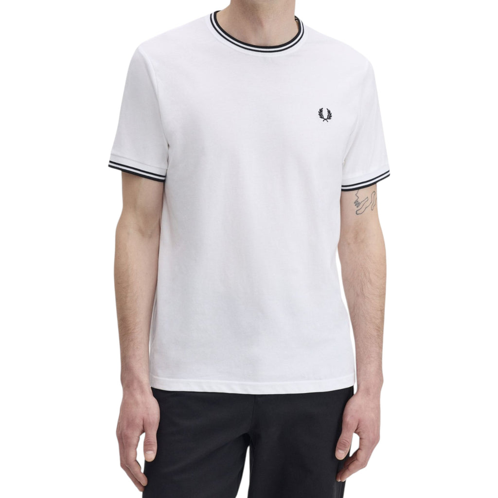Fred Perry Twin Tipped Mens T Shirt Crew Neck Short Sleeve Summer Tee