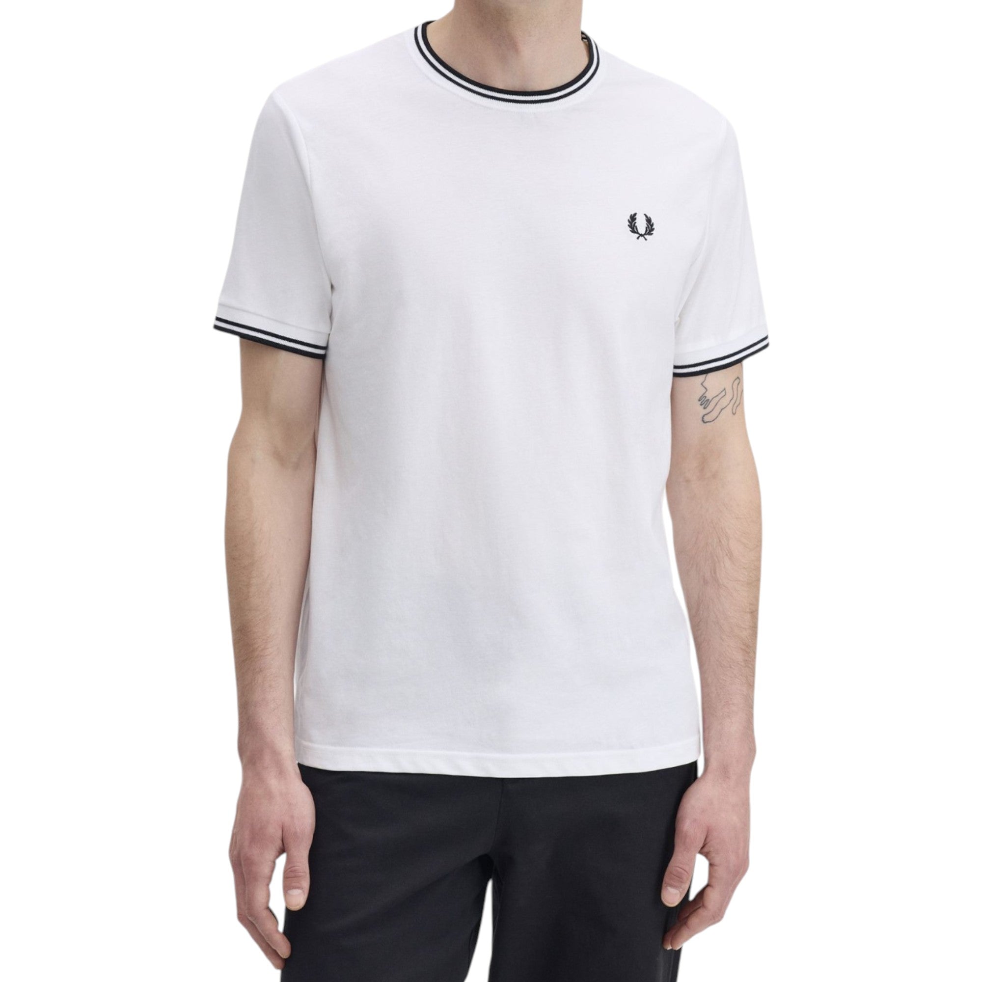 Fred Perry Twin Tipped Mens T Shirt Crew Neck Short Sleeve Summer Tee