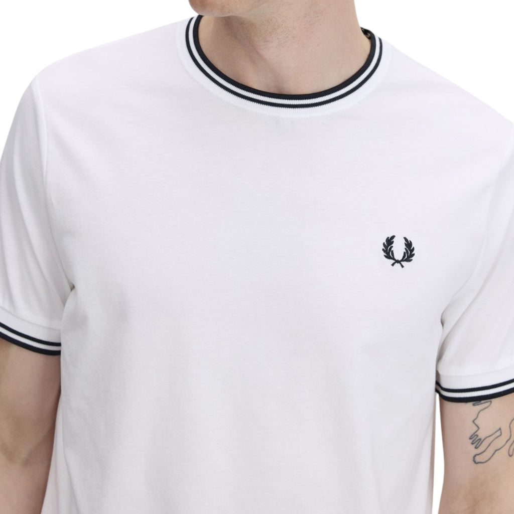 Fred Perry Twin Tipped Mens T Shirt Crew Neck Short Sleeve Summer Tee