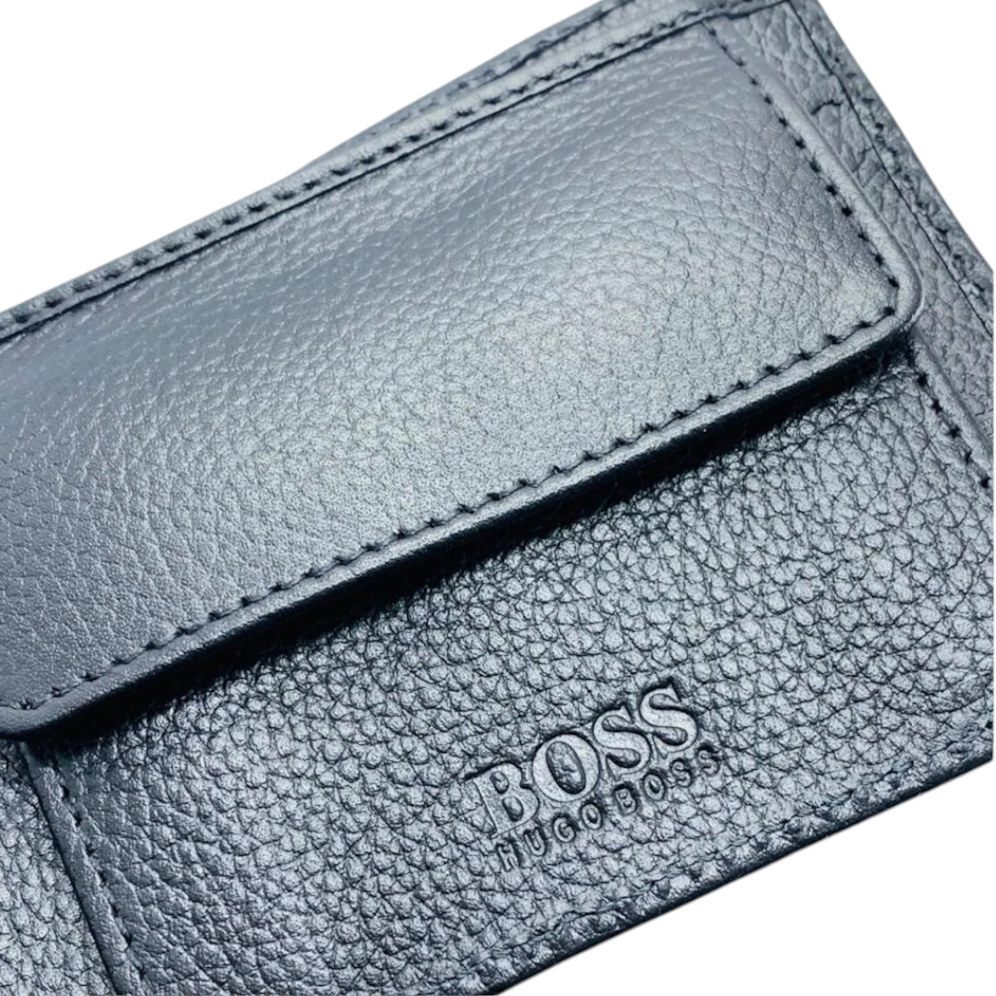 Hugo Boss Mens Genuine Leather Wallet Traveller Bifold Credit Card Holder Black