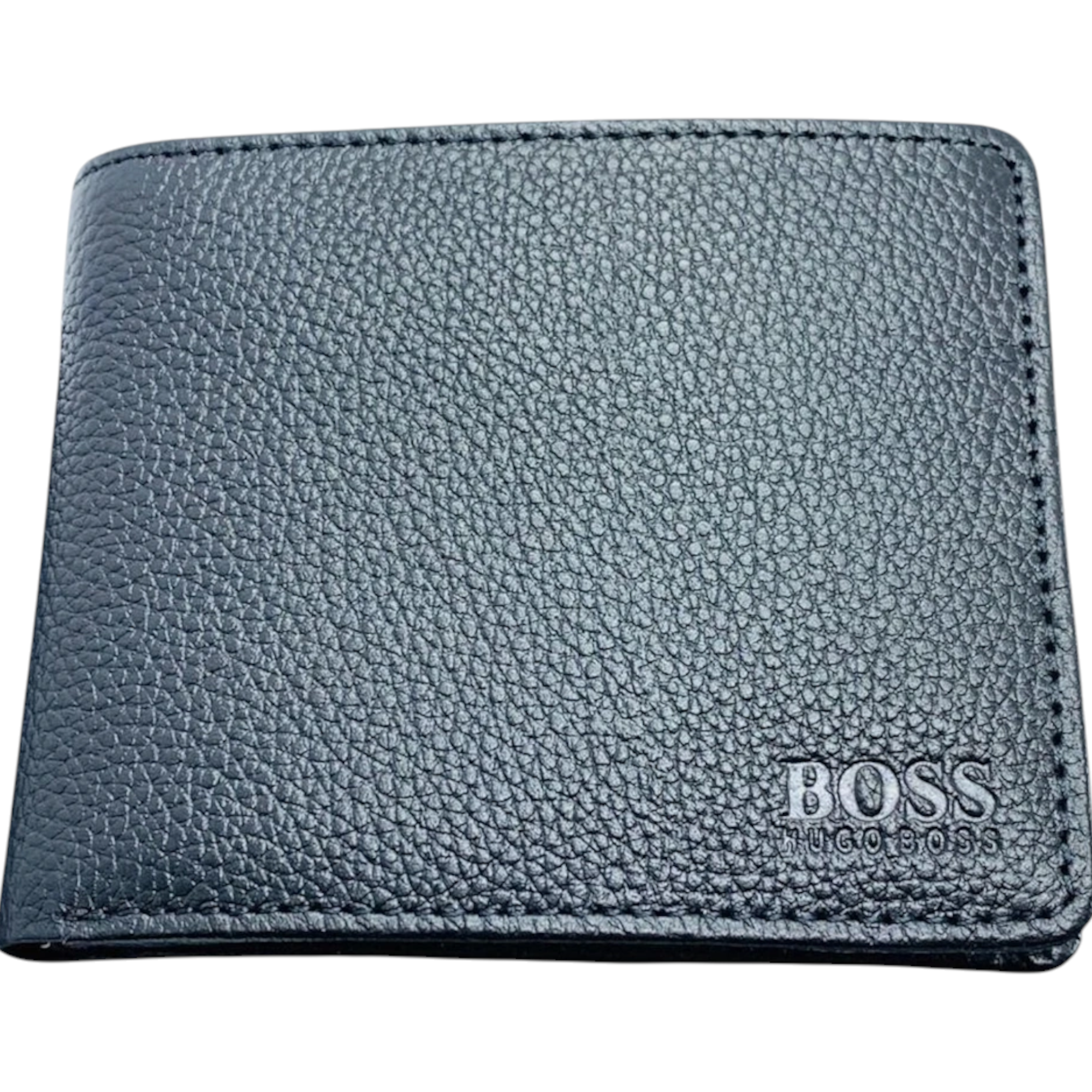 Hugo Boss Mens Genuine Leather Wallet Traveller Bifold Credit Card Holder Black