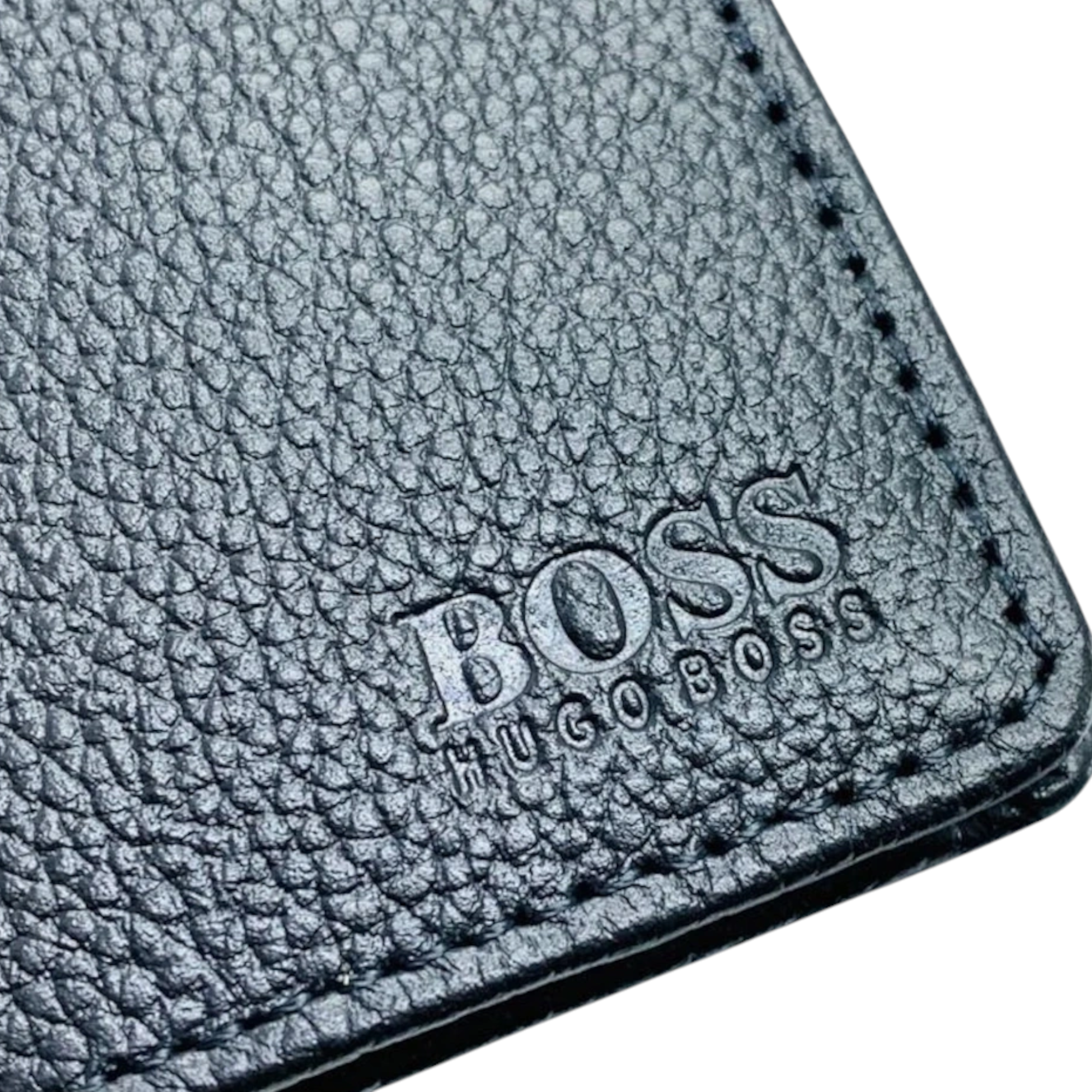 Hugo Boss Mens Genuine Leather Wallet Traveller Bifold Credit Card Holder Black