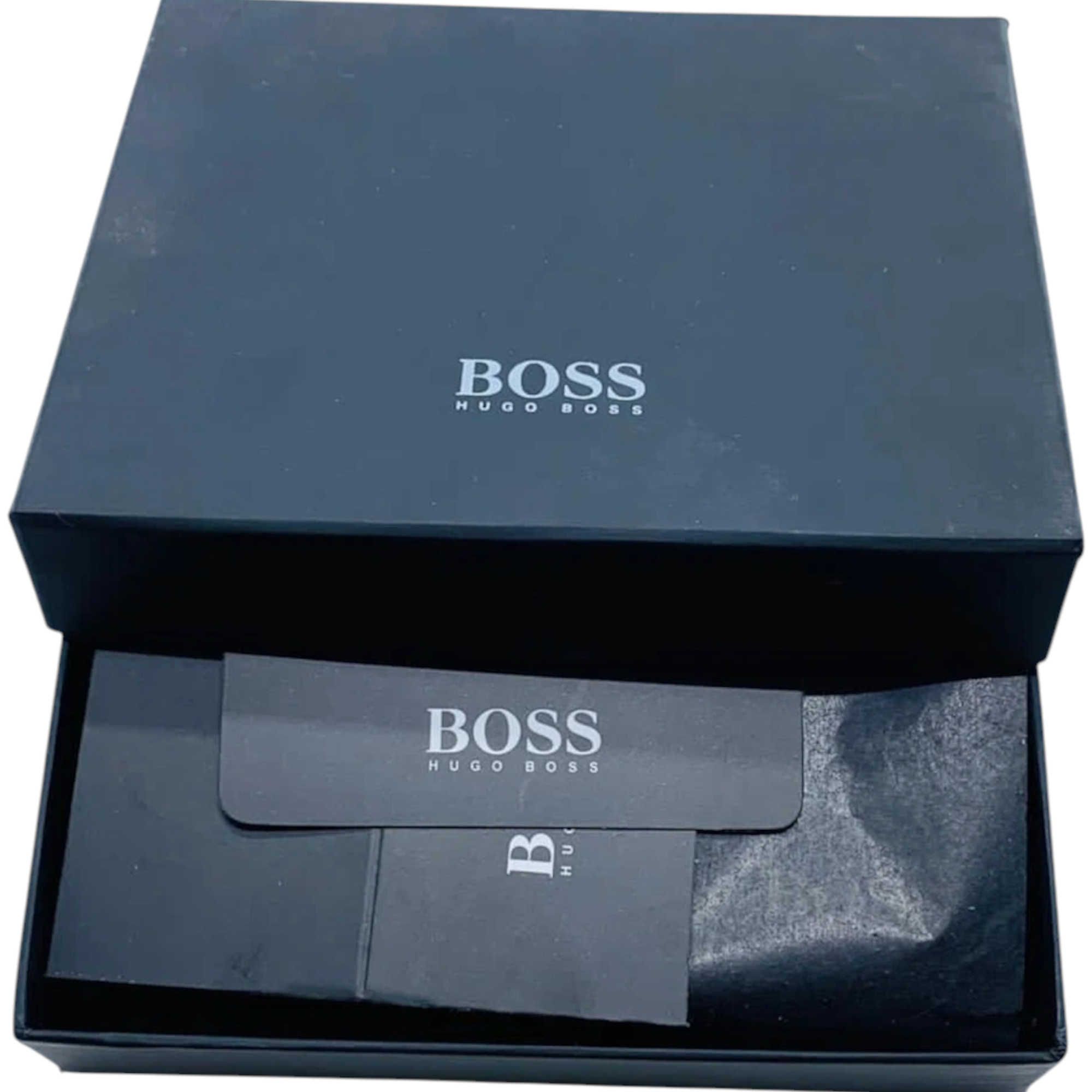 Hugo Boss Mens Genuine Leather Wallet Traveller Bifold Credit Card Holder Black