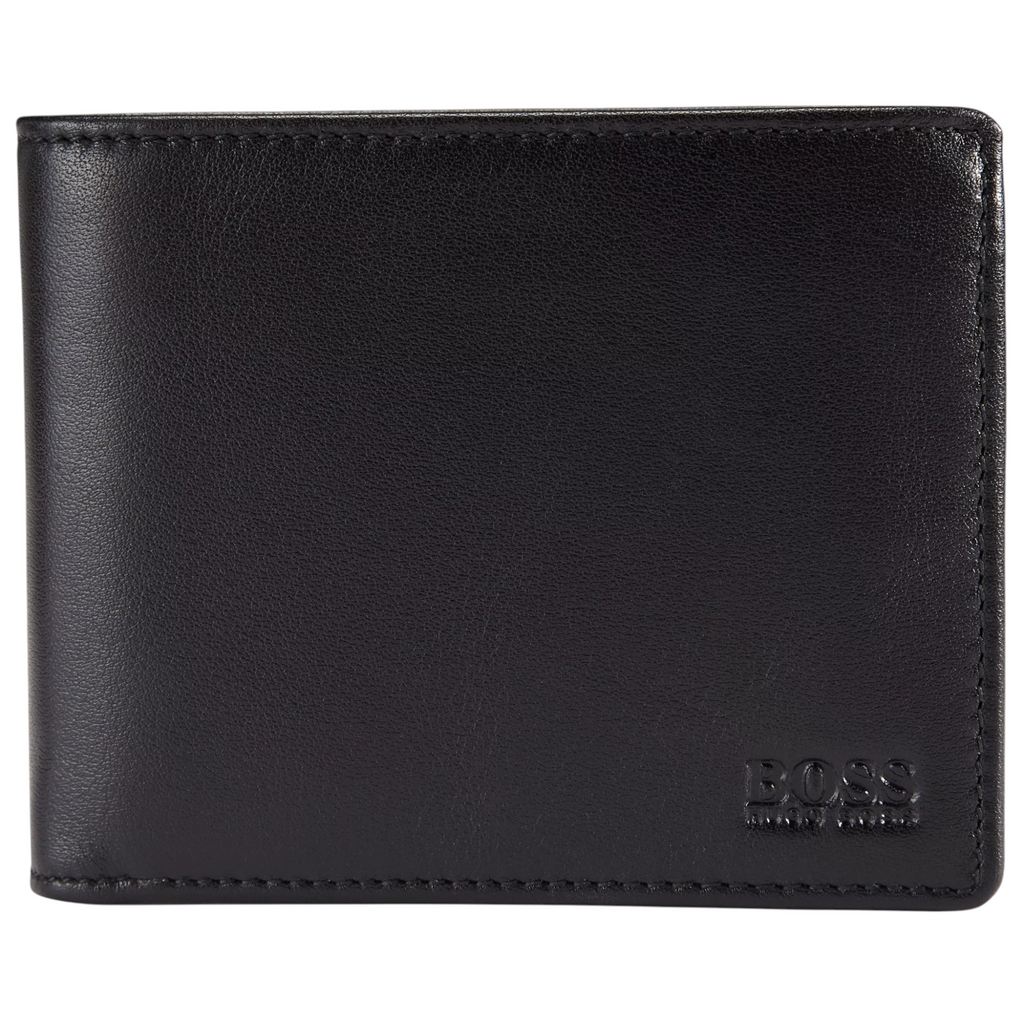 Hugo Boss Mens Wallet Asolo Genuine Leather Wallet Bifold Credit Card Holder Black
