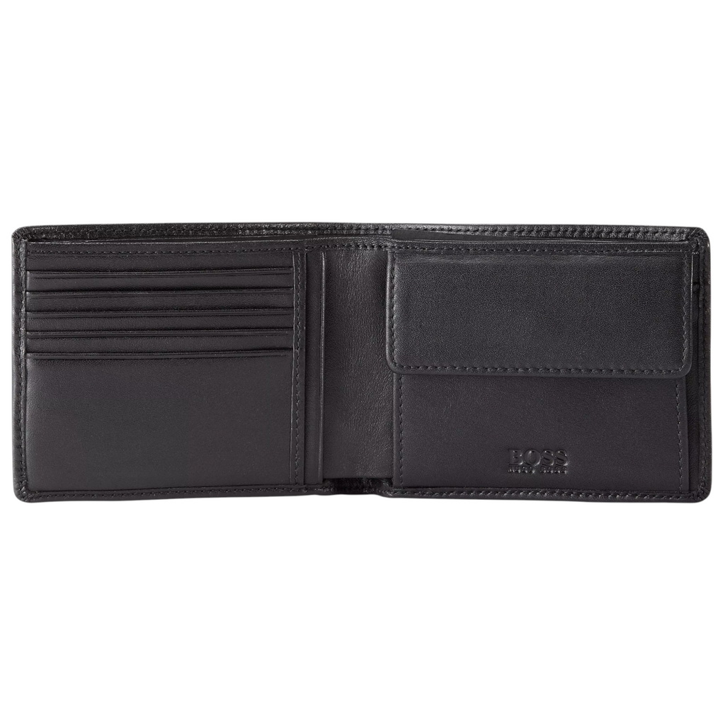 Hugo Boss Mens Wallet Asolo Genuine Leather Wallet Bifold Credit Card Holder Black