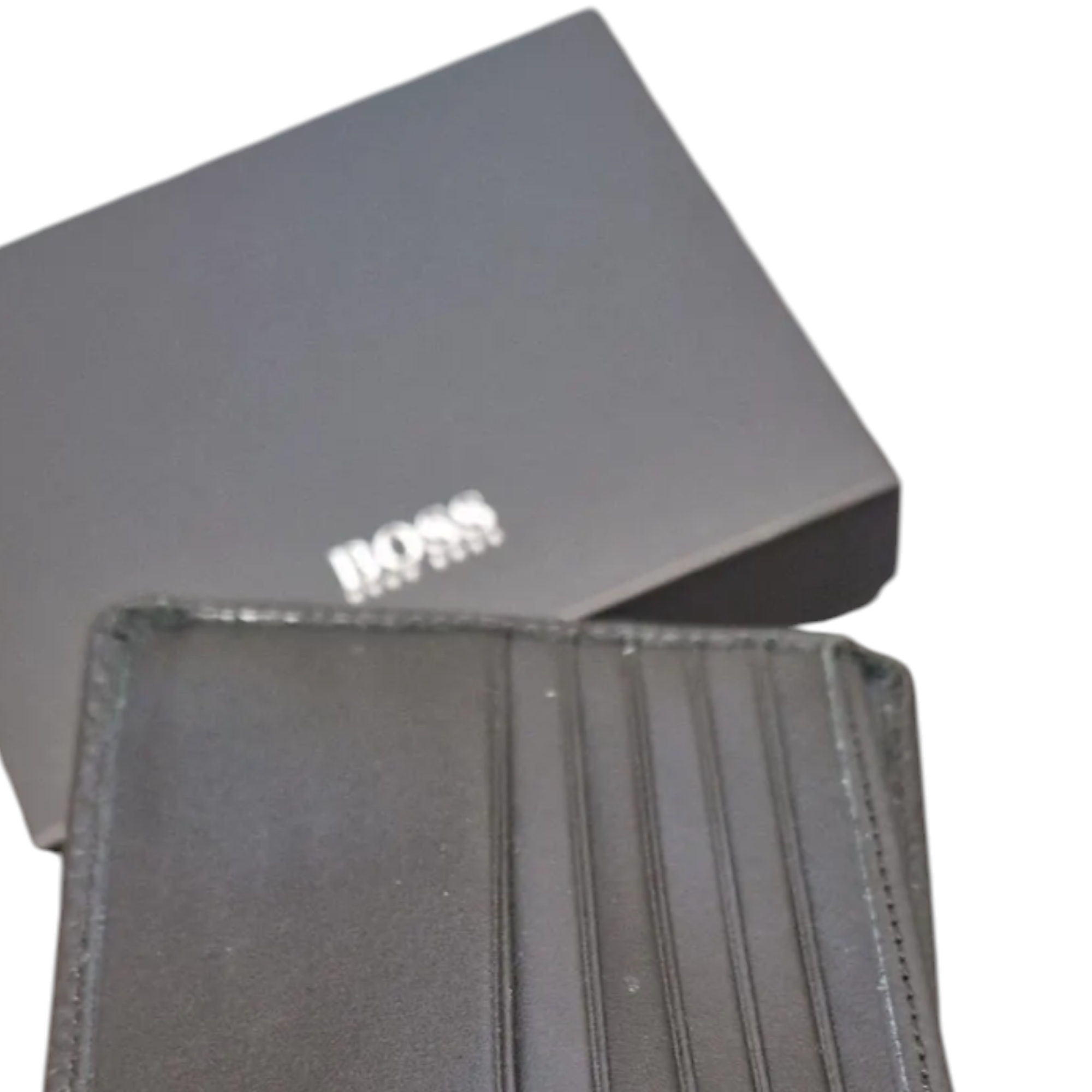 Hugo Boss Mens Genuine Leather Wallet Moneme Bifold Credit Card Holder Black