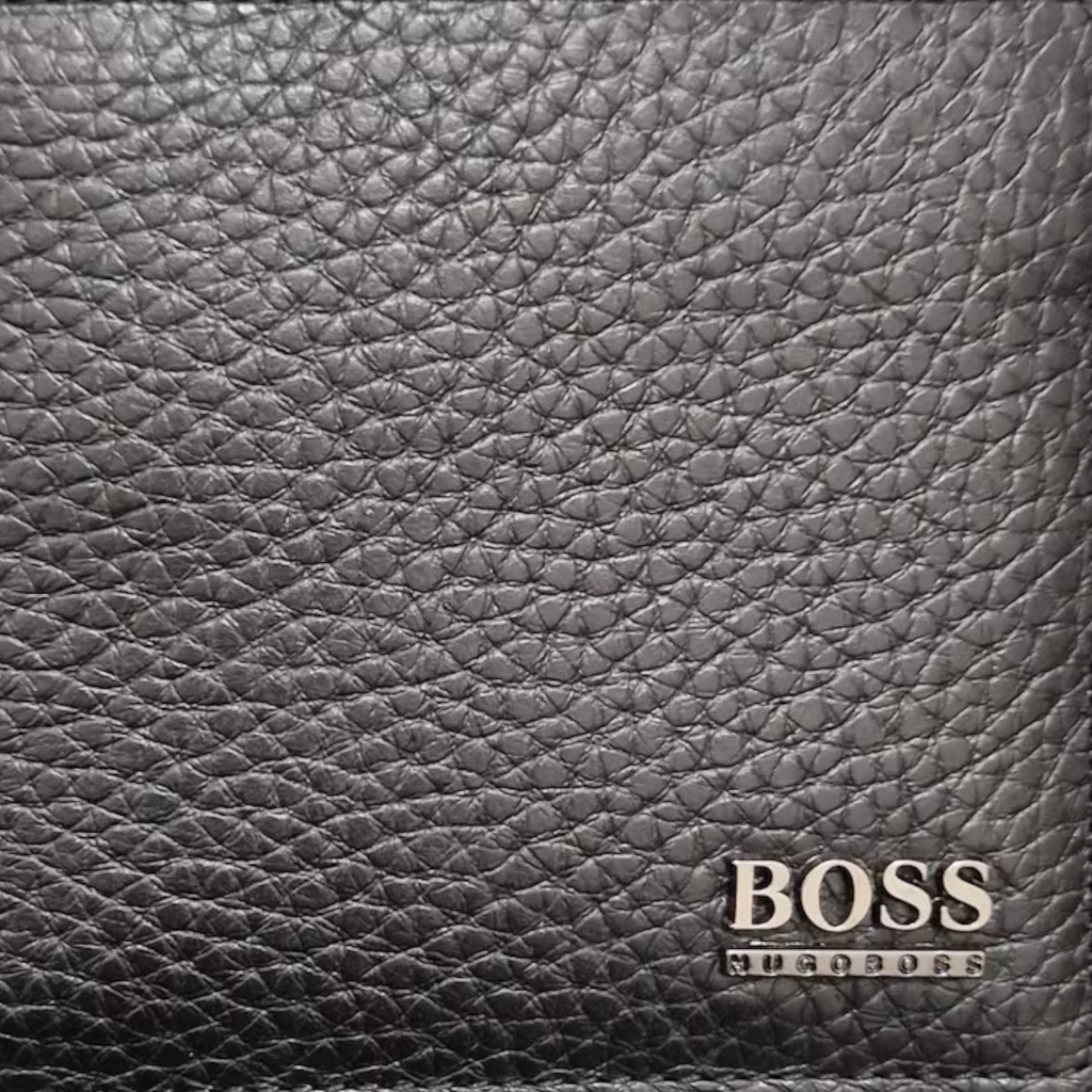 Hugo Boss Mens Genuine Leather Wallet Moneme Bifold Credit Card Holder Black