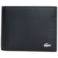 Lacoste Mens Wallet Genuine Leather Small Billfold Credit Card Holder Black