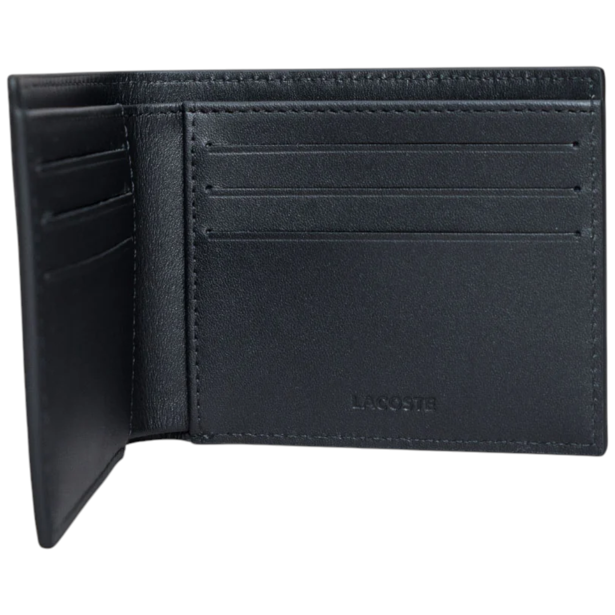 Lacoste Mens Wallet Genuine Leather Small Billfold Credit Card Holder Black