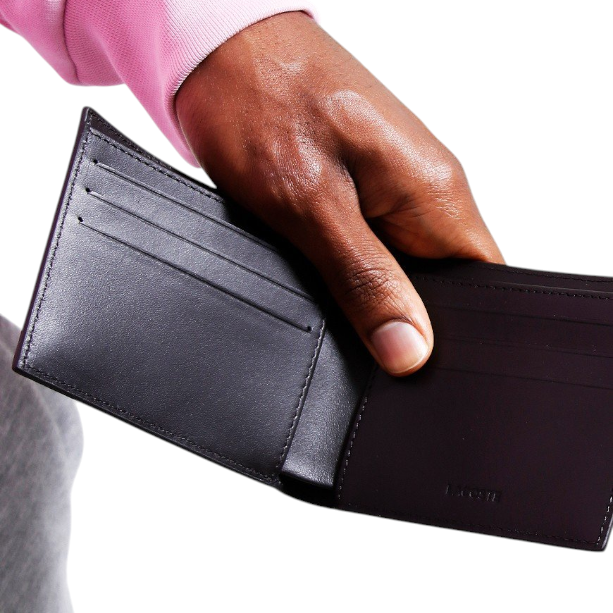 Lacoste Mens Wallet Genuine Leather Small Billfold Credit Card Holder Black