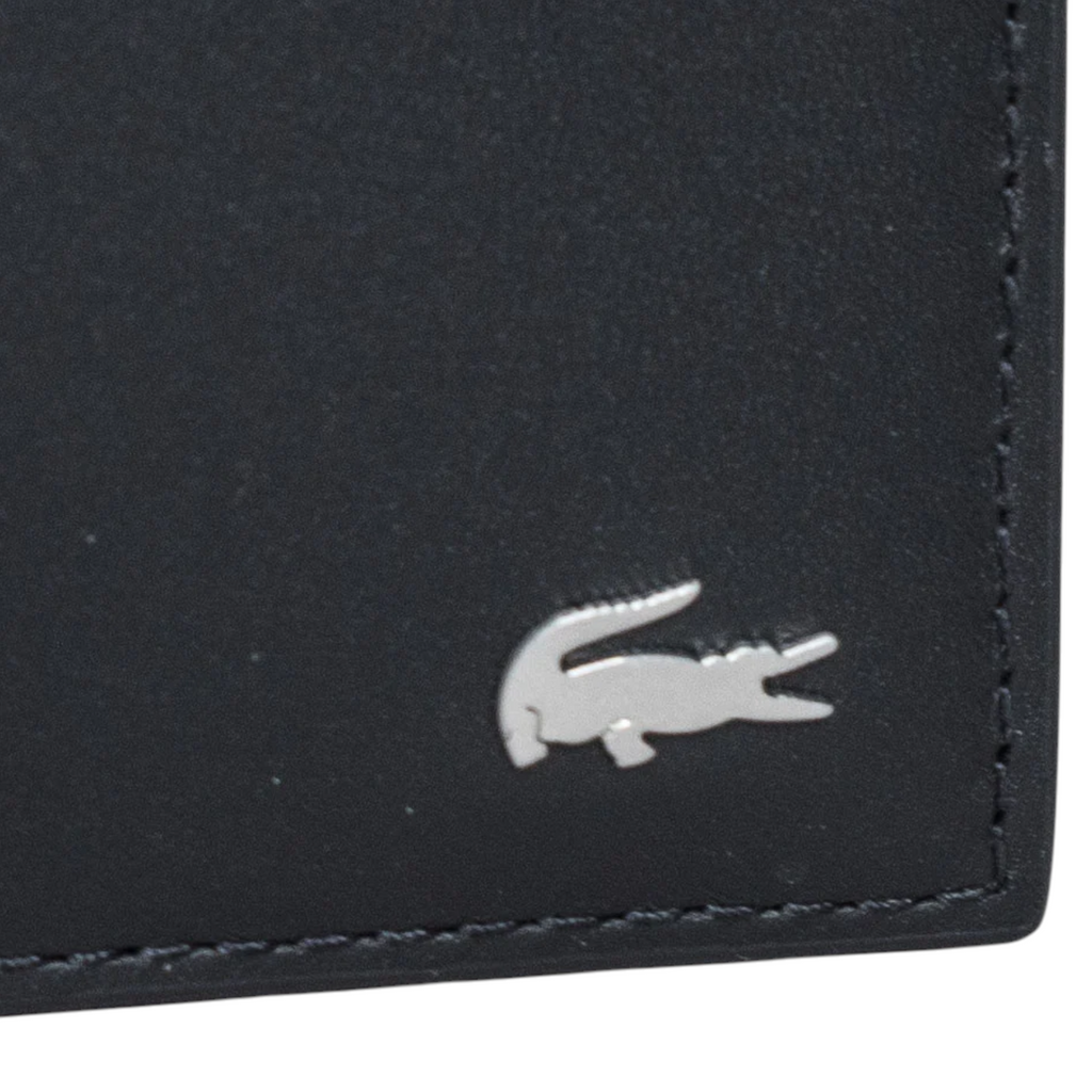 Lacoste Mens Wallet Genuine Leather Small Billfold Credit Card Holder Black