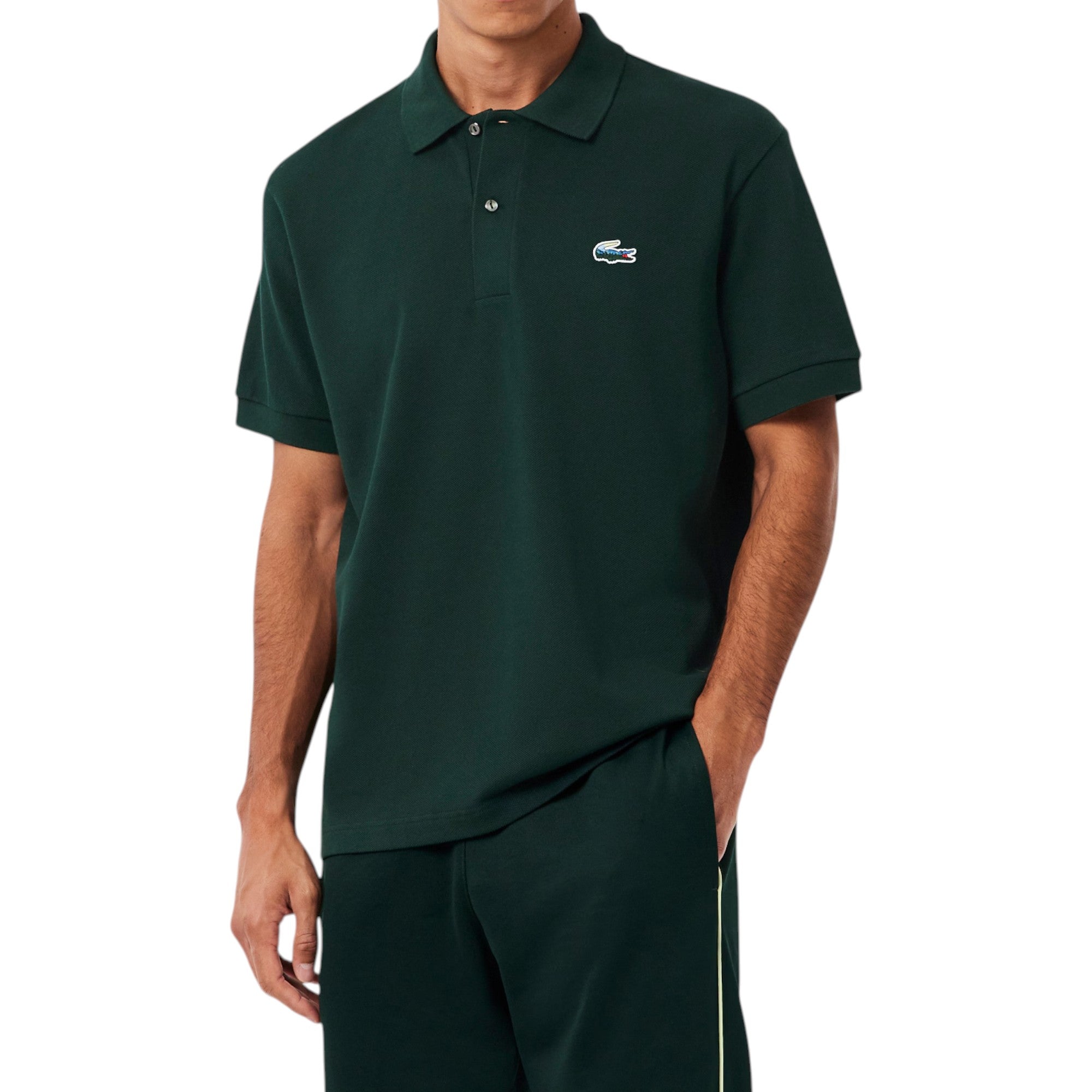 Lacoste Mens Polo Shirts Classic Fit Landscape Crocodile Pique Golf Polo Shirt