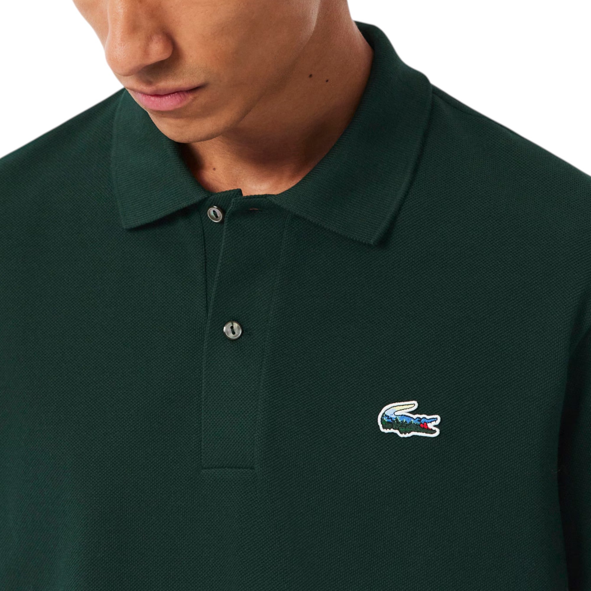 Lacoste Mens Polo Shirts Classic Fit Landscape Crocodile Pique Golf Polo Shirt