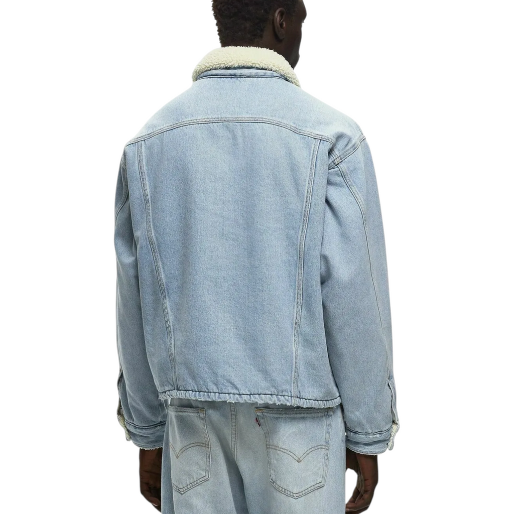 Levis Mens Denim Jacket Sherpa Trucker Woven Blue