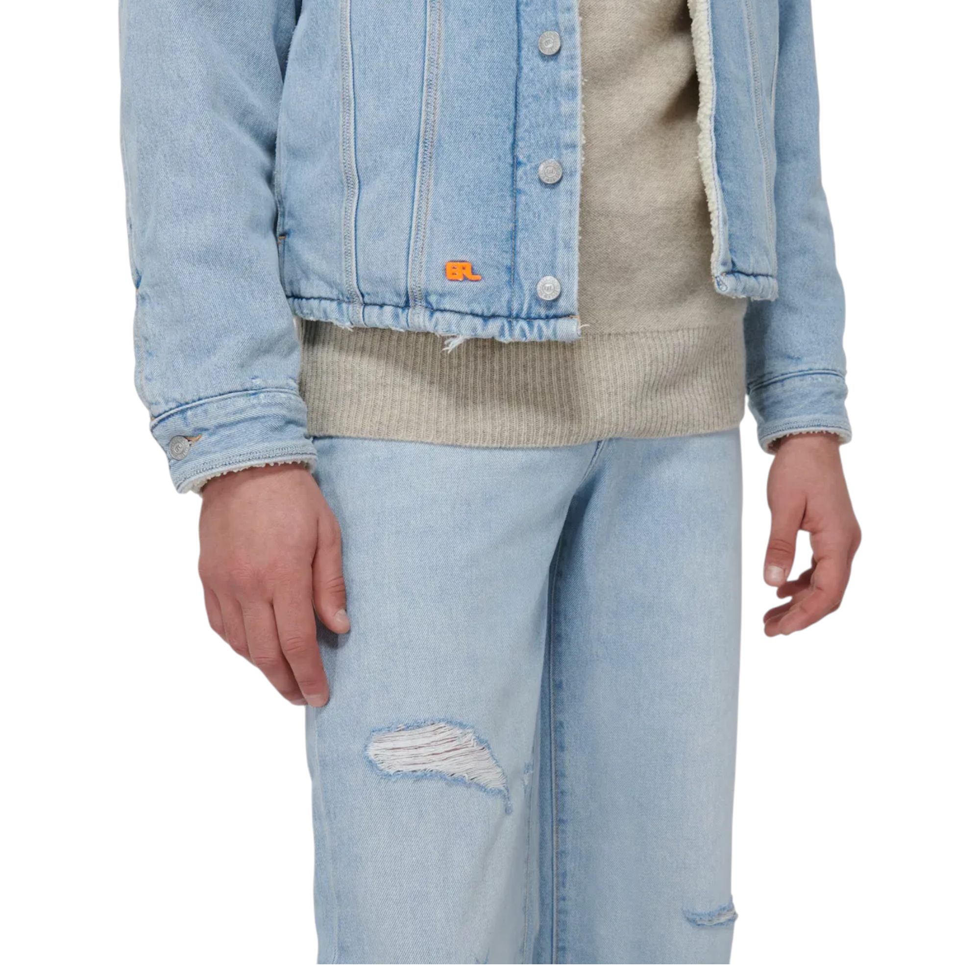 Levis Mens Denim Jacket Sherpa Trucker Woven Blue