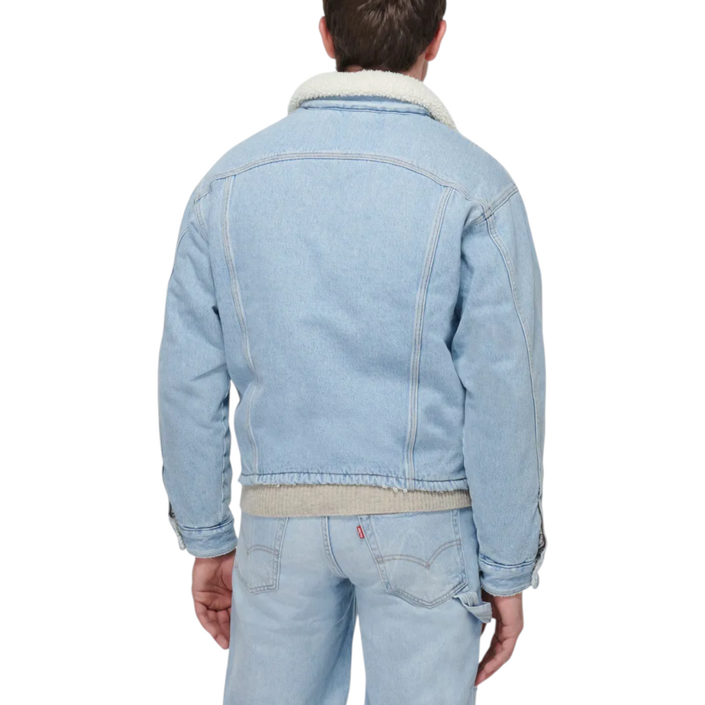 Levis Mens Denim Jacket Sherpa Trucker Woven Blue