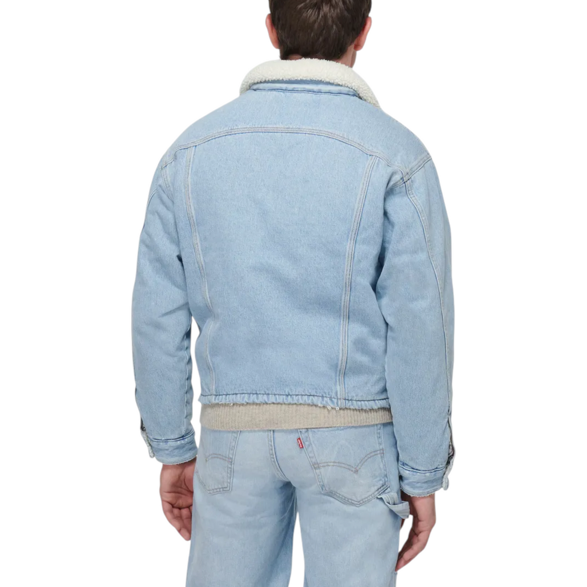 Levis Mens Denim Jacket Sherpa Trucker Woven Blue