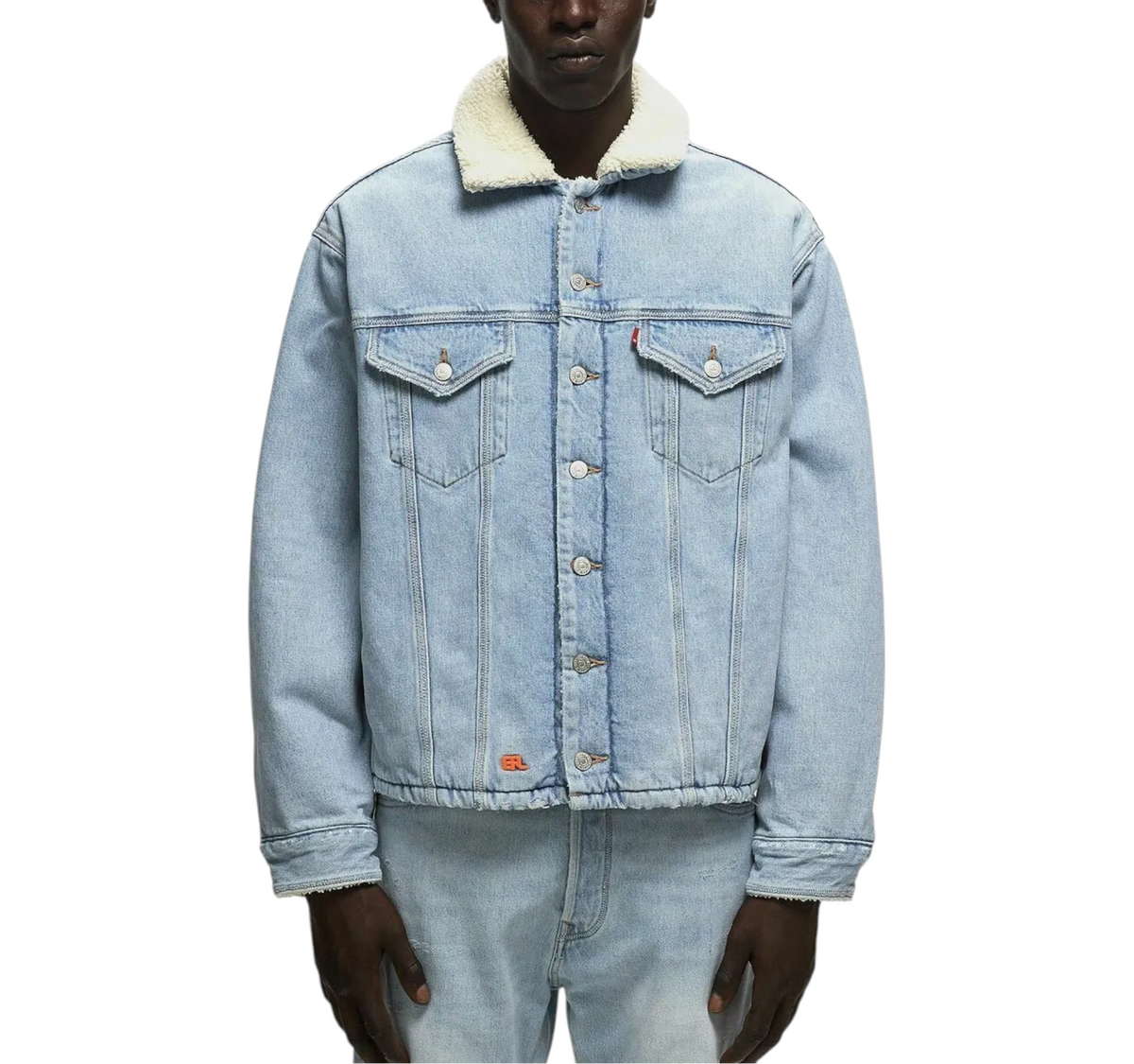 Levis Mens Denim Jacket Sherpa Trucker Woven Blue